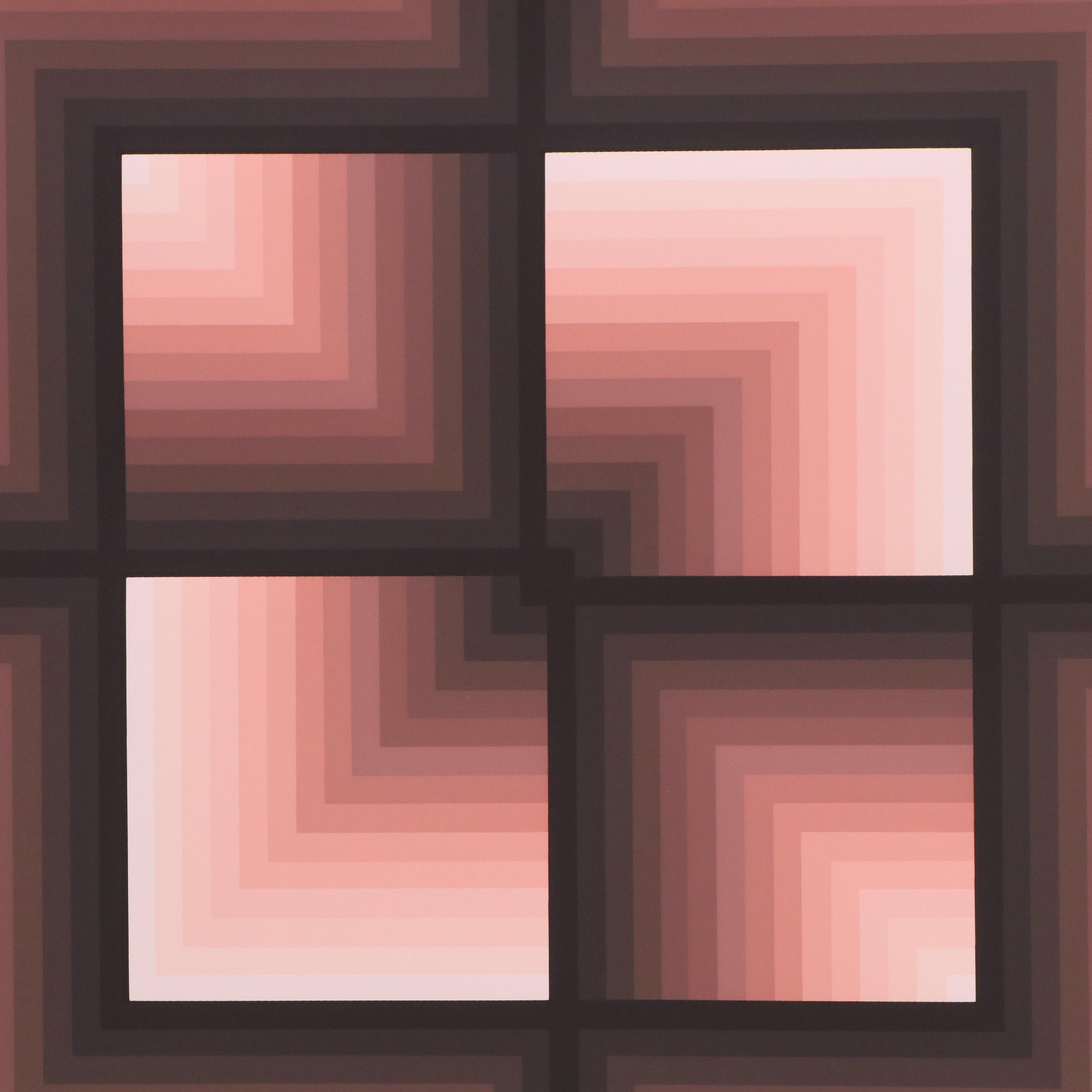 Jürgen Peters Op Art Serigraph "Window Motif," 1982