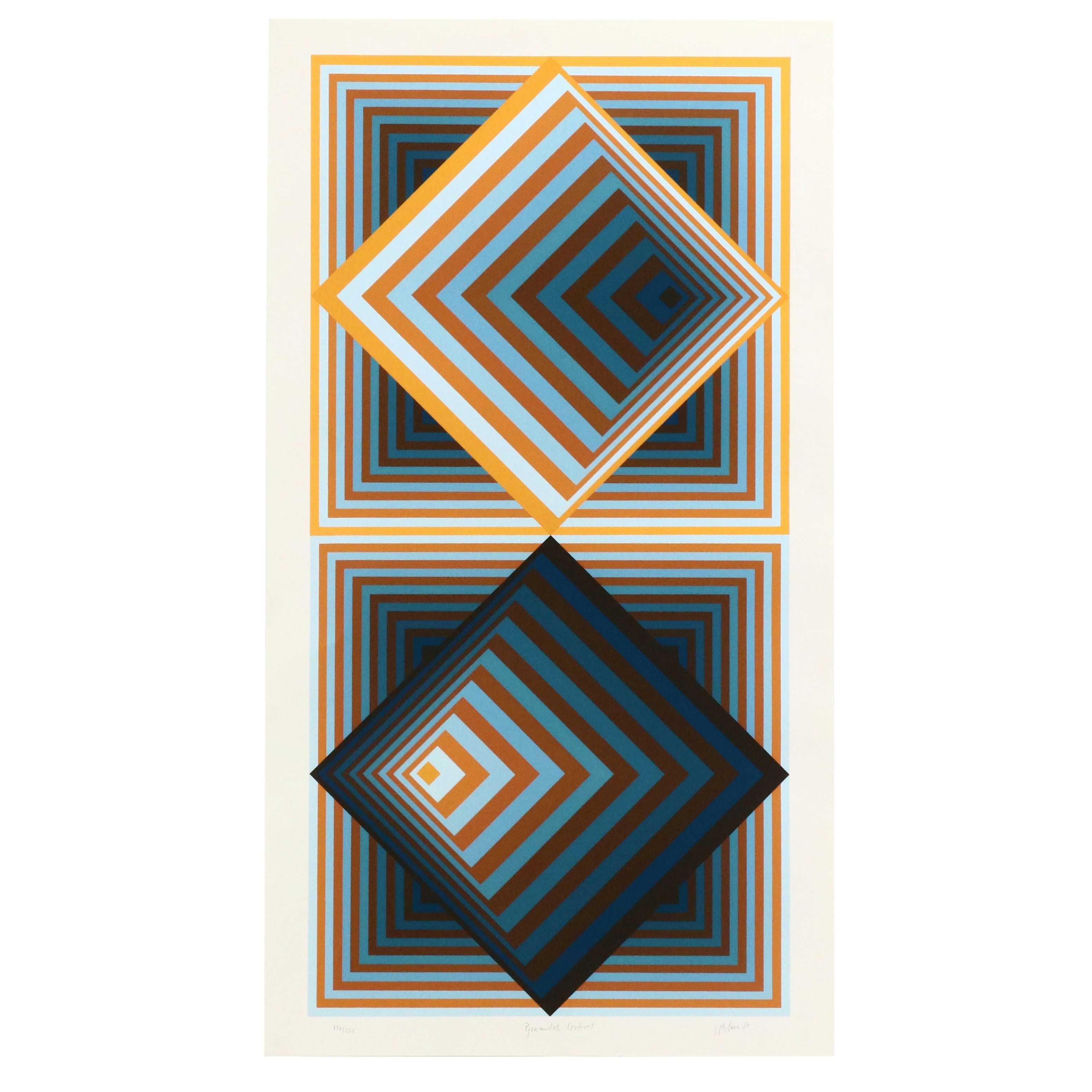 Jürgen Peters Op Art Serigraph "Pyramidal Contrast," 1981