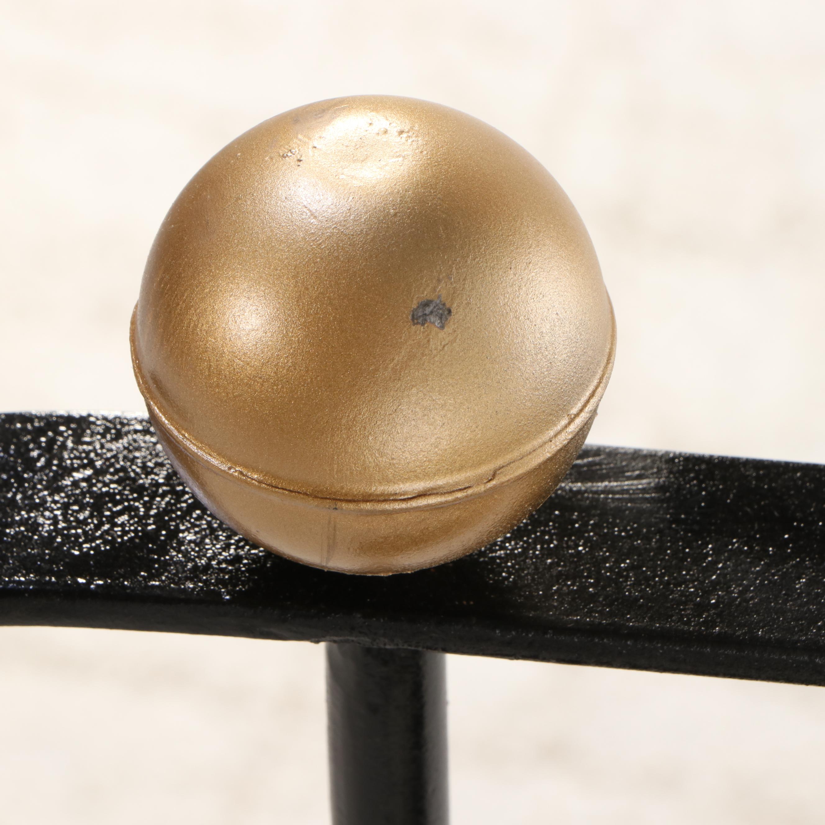 Regency Style Painted Iron Lounge Chair and Ottoman with Striped Cushions