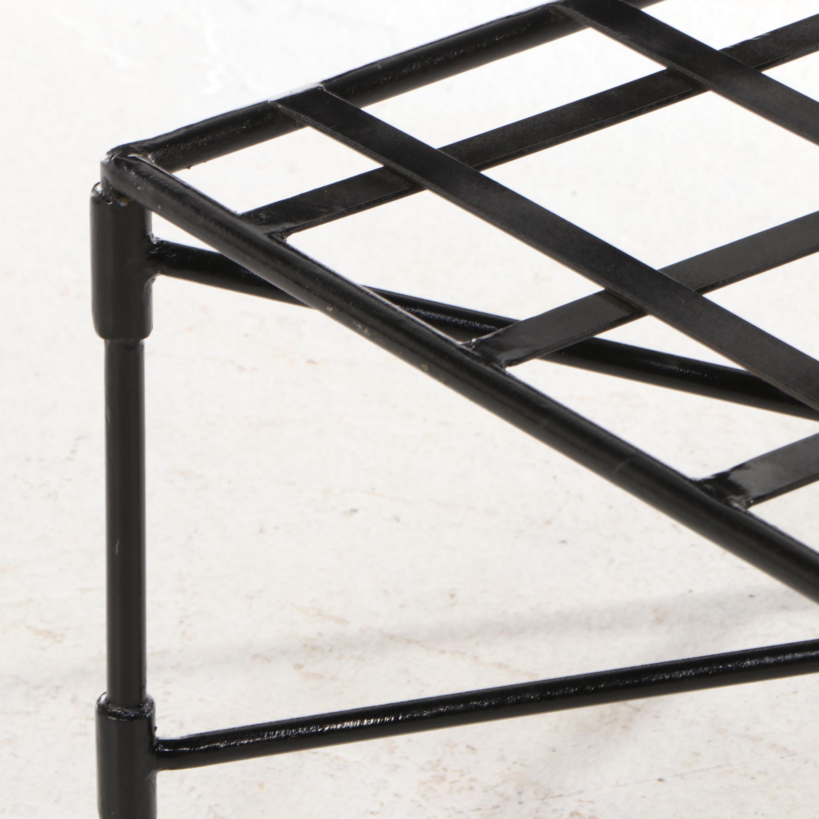 Regency Style Painted Iron Lounge Chair and Ottoman with Striped Cushions