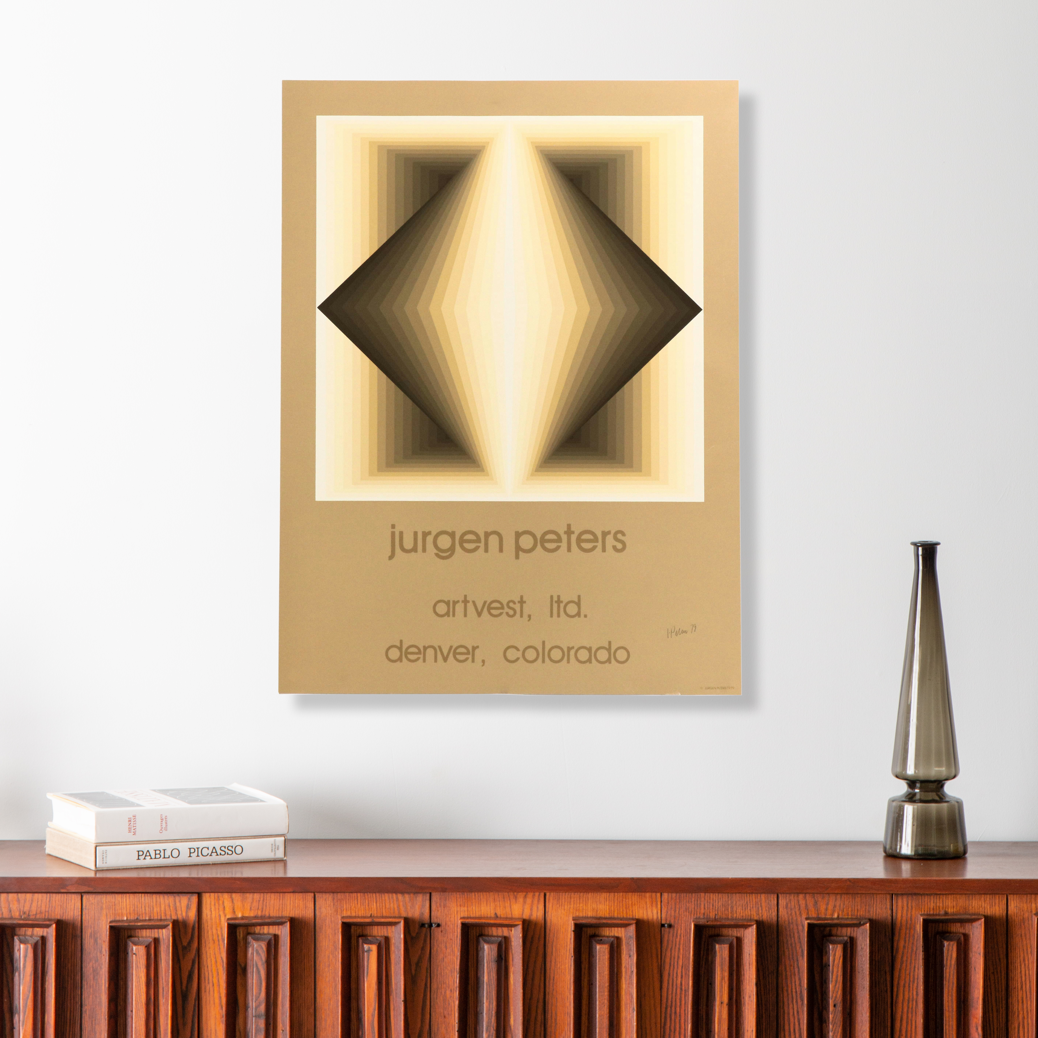 Jürgen Peters Op Art Serigraph Exhibition Poster Featuring "Topez," 1979