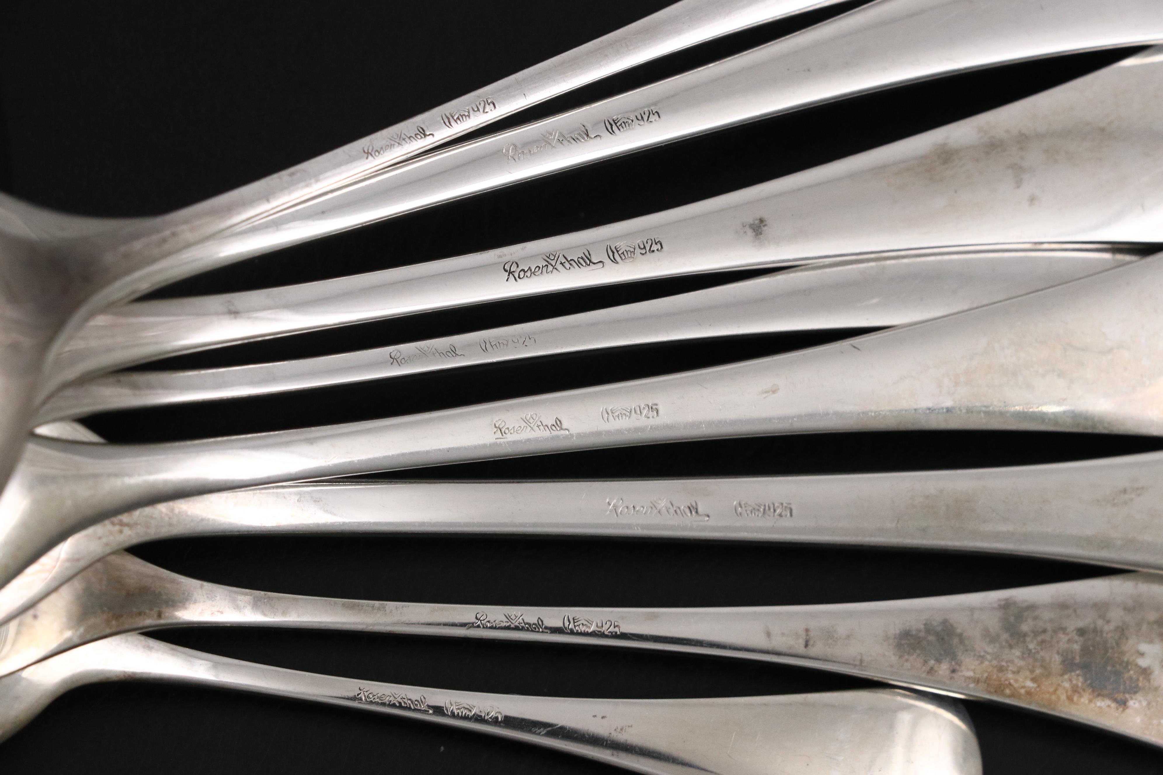 Rosenthal "Romance" Sterling Silver Flatware, Mid to Late 20th Century