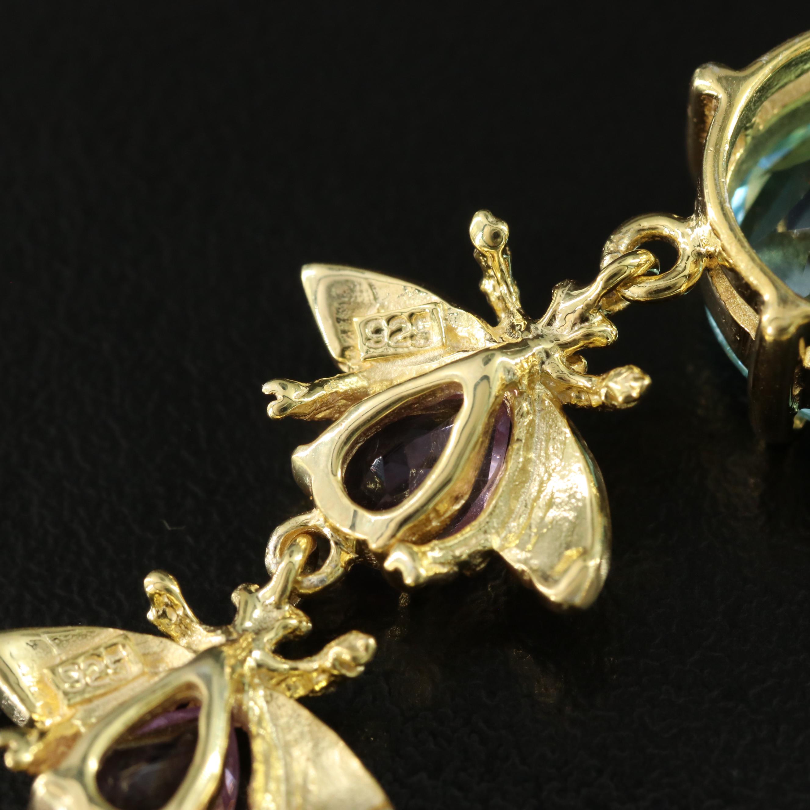 Sterling Topaz and Amethyst Bee Bracelet