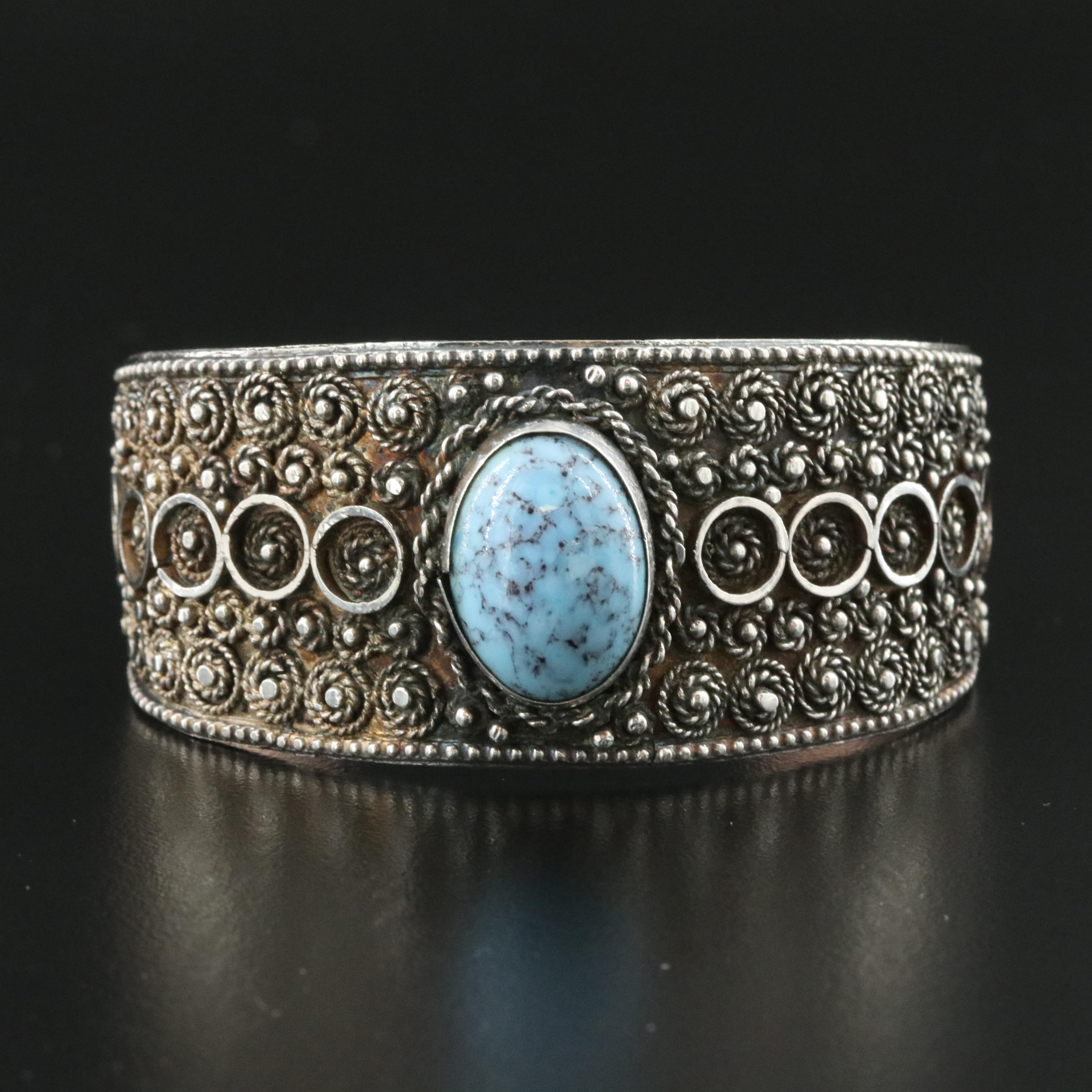 900 Silver Cuff with Rope Detailing