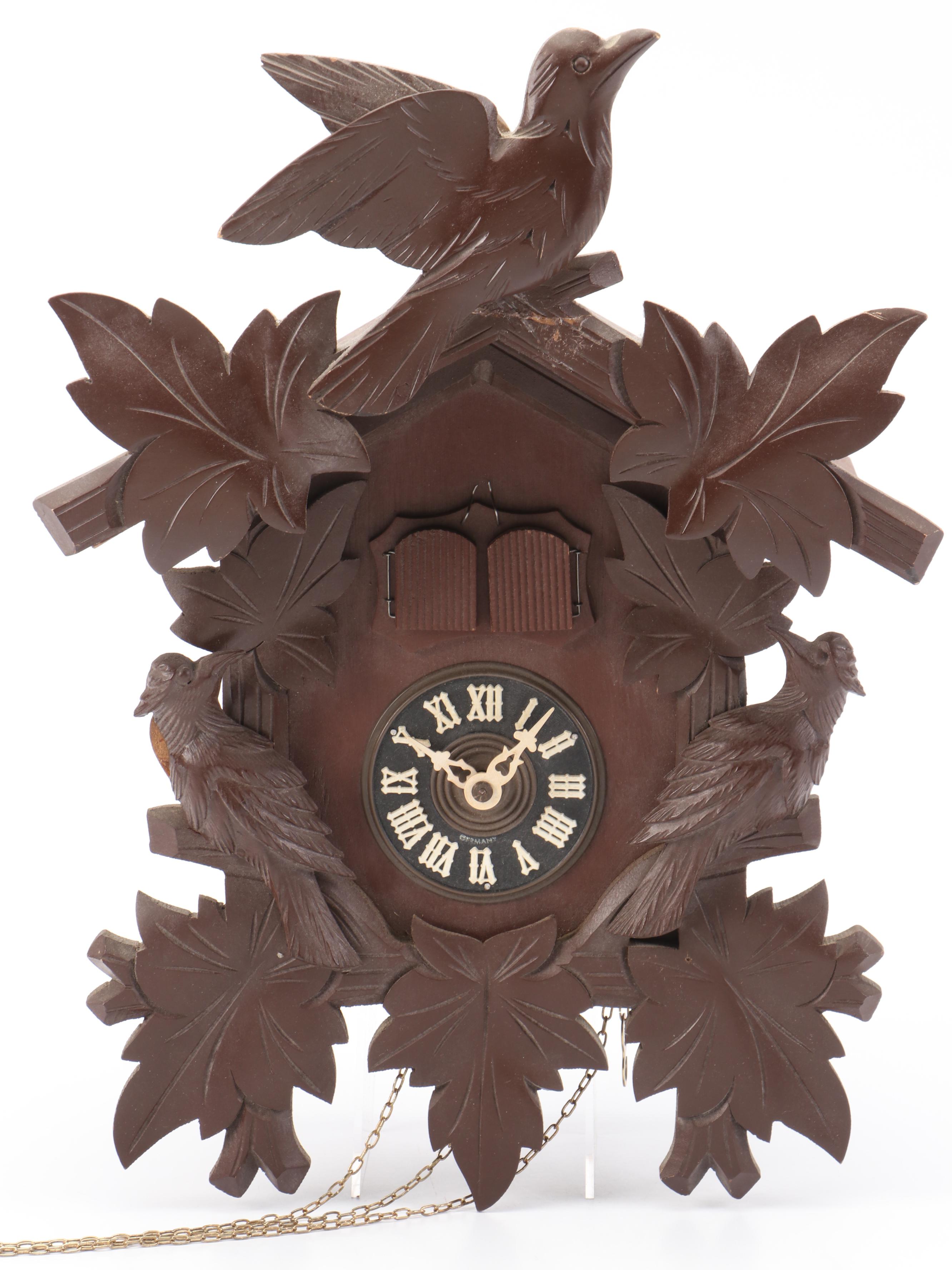 German Reuge Regula Bachmaier and Klemmer Wood Cuckoo Clock