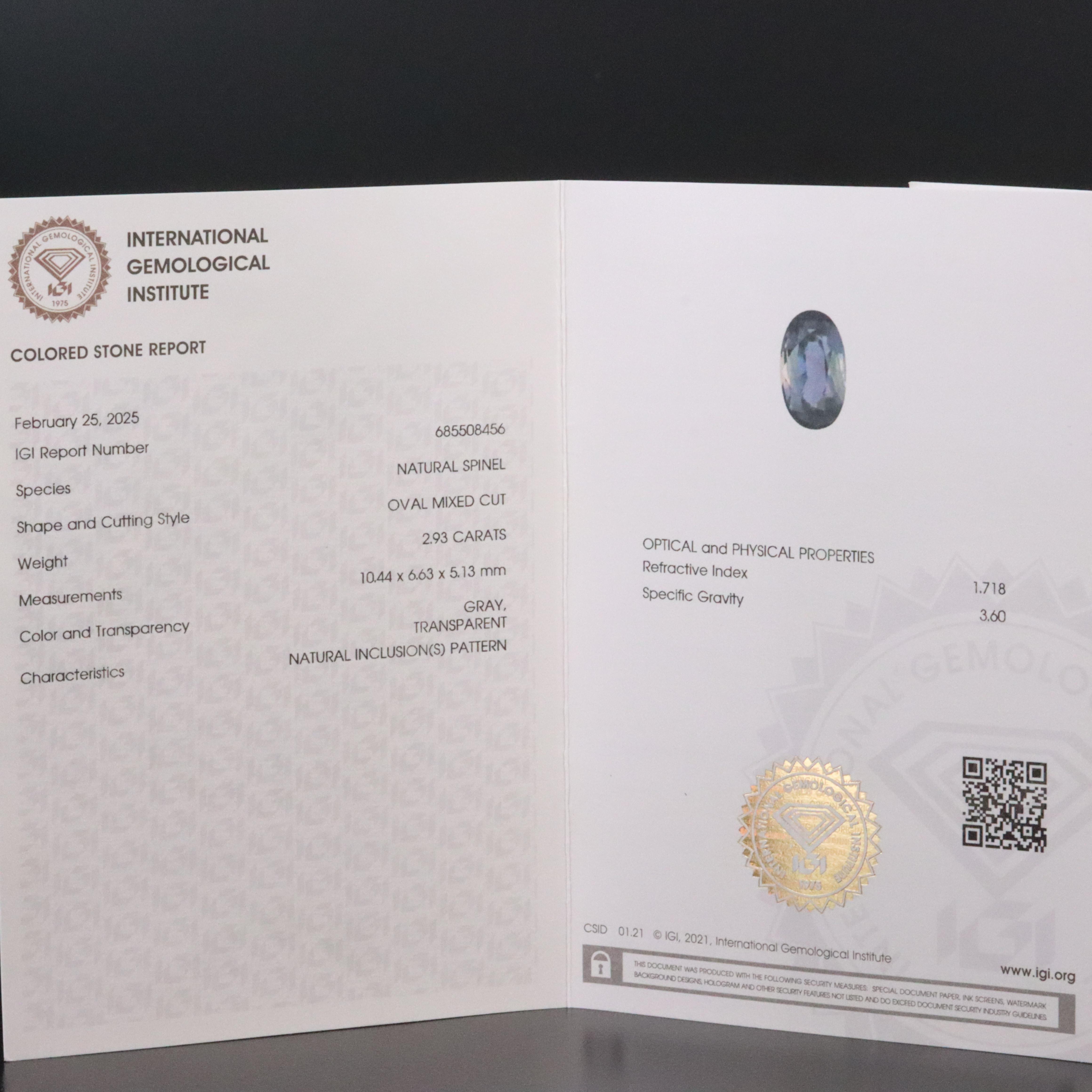 Loose 2.93 CT Spinel with IGI Report