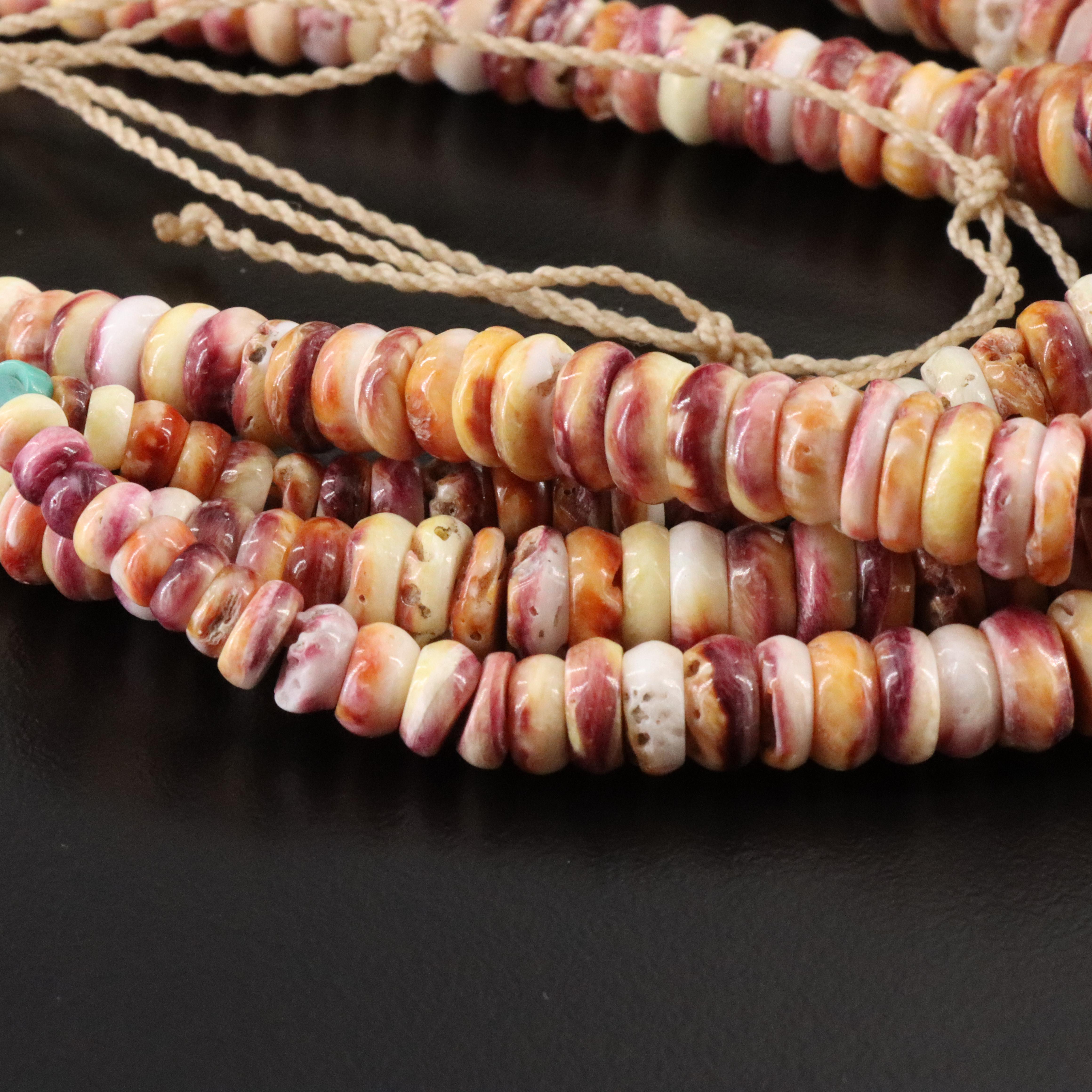 Multi-Strand Turquoise and Coral Necklace with Turquoise and Spiny Oyster Jacla