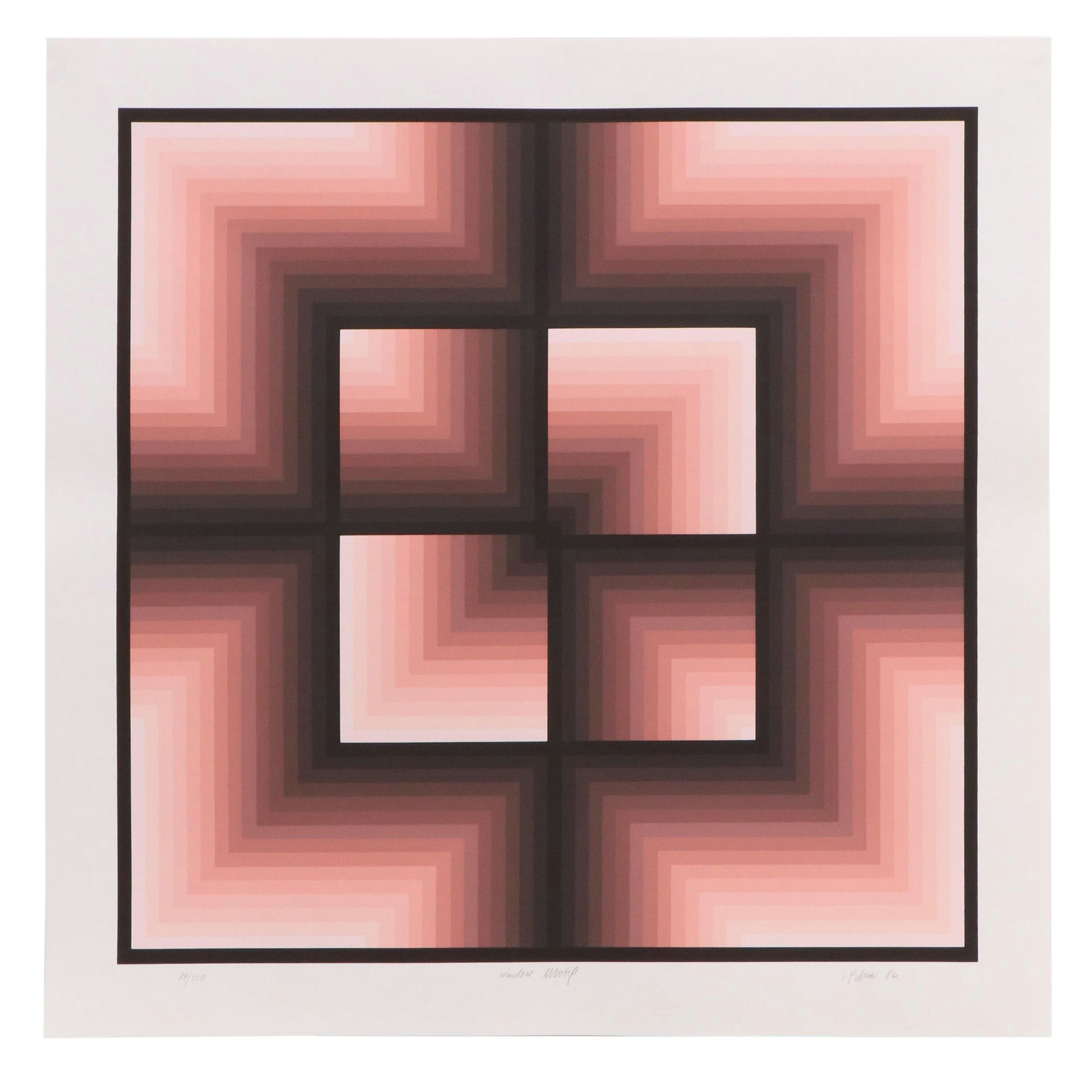 Jürgen Peters Op Art Serigraph "Window Motif," 1982
