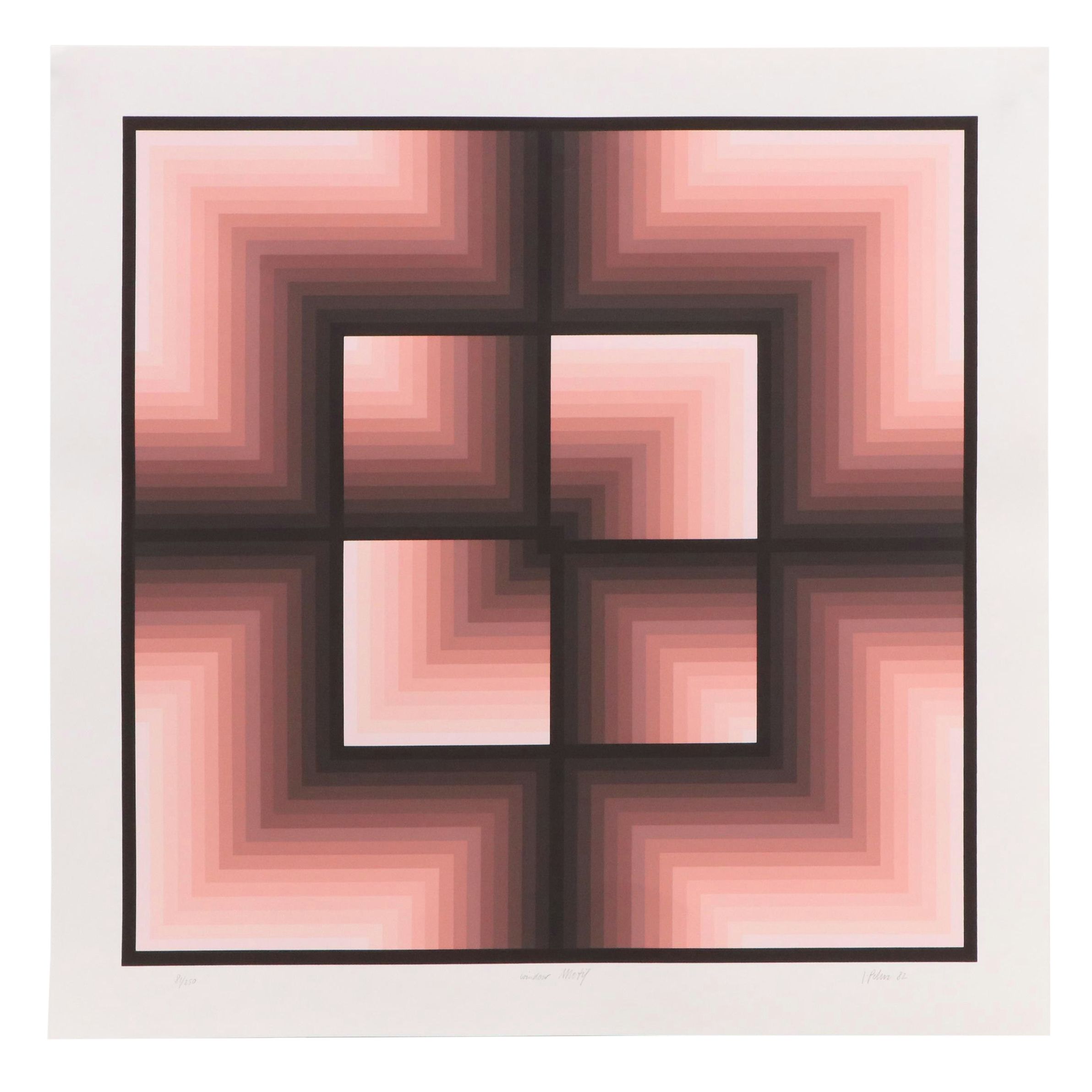Jürgen Peters Op Art Serigraph "Window Motif," 1982