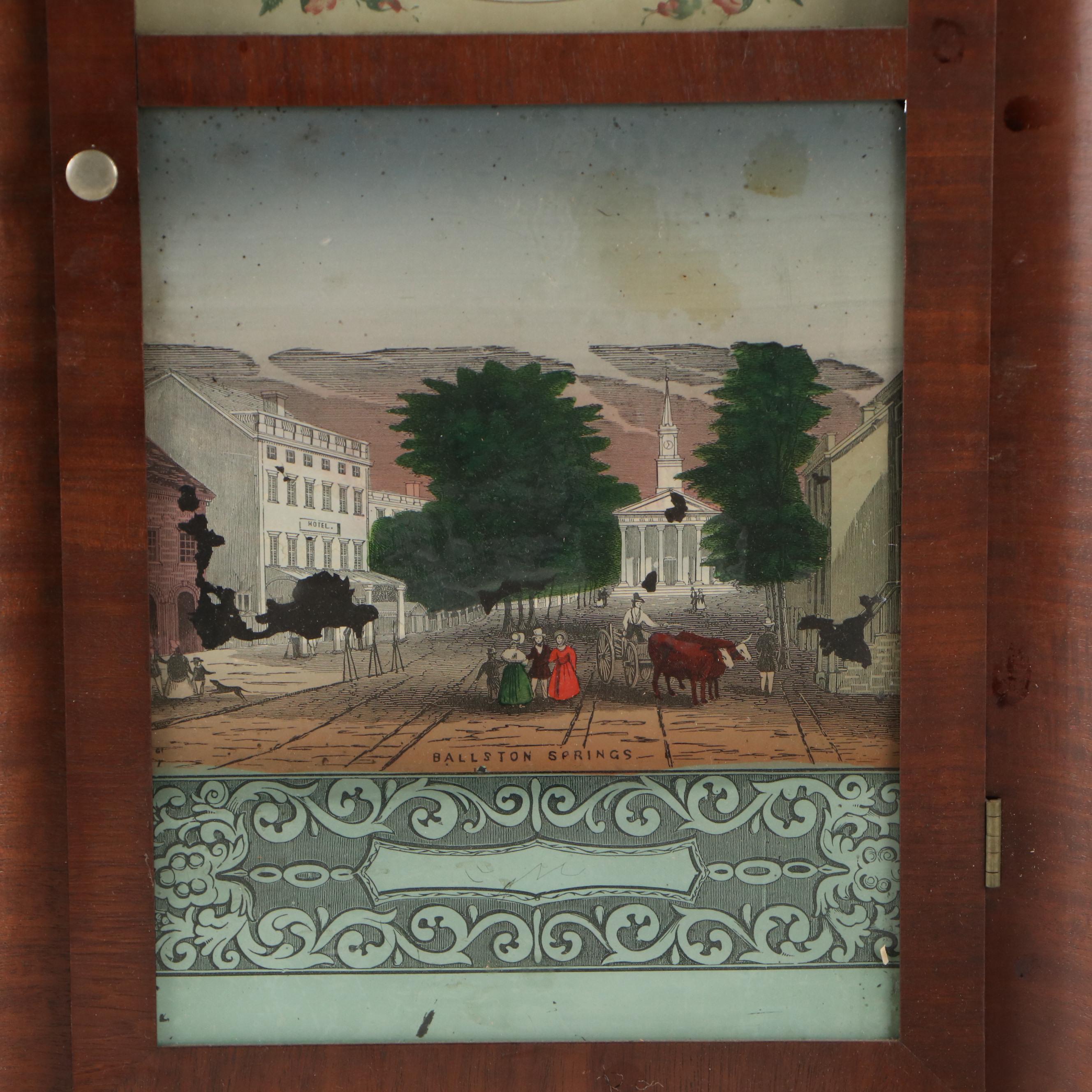 Seth Thomas "Ballston Springs" Reverse Painted Wooden Shelf Clock, 19th Century