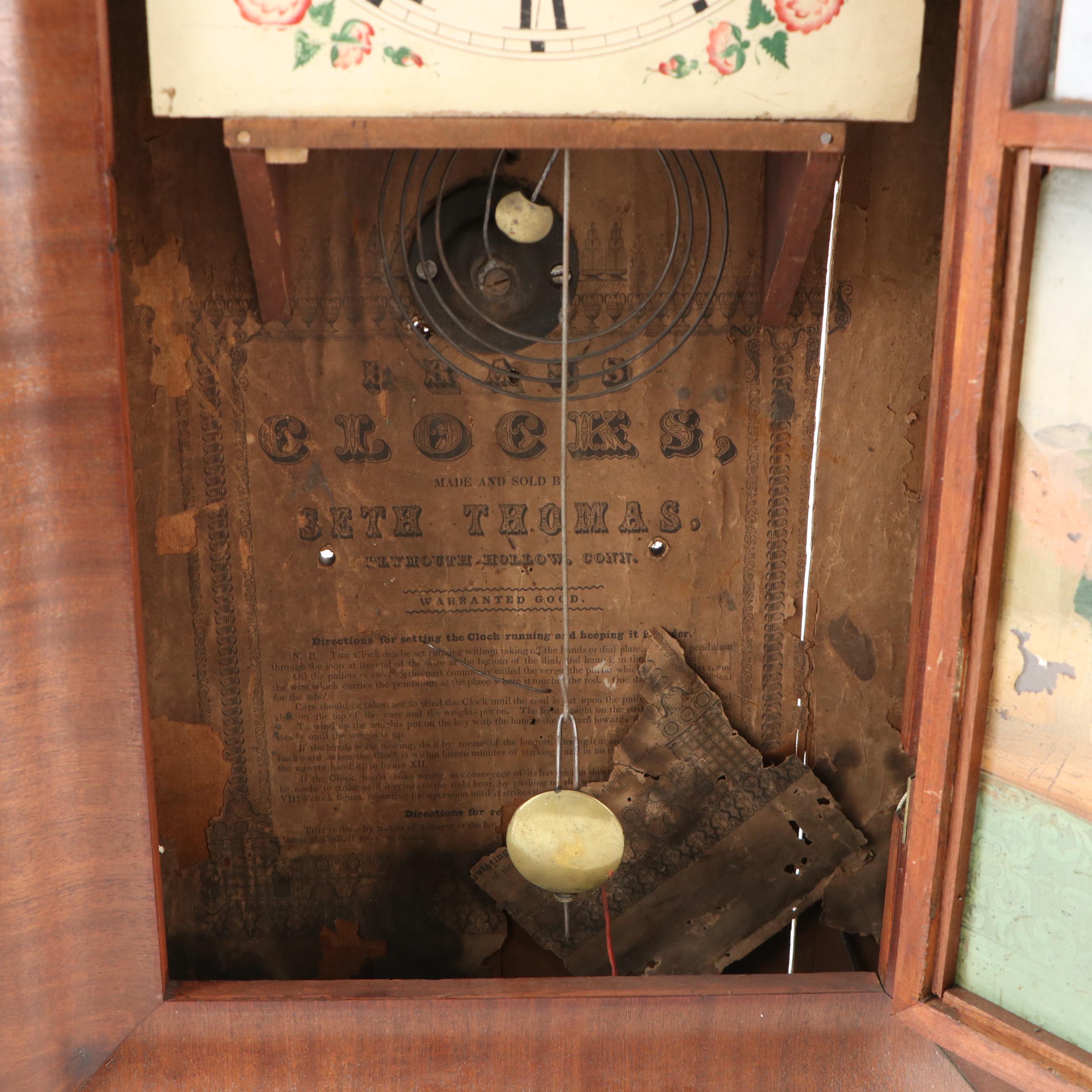 Seth Thomas "Ballston Springs" Reverse Painted Wooden Shelf Clock, 19th Century