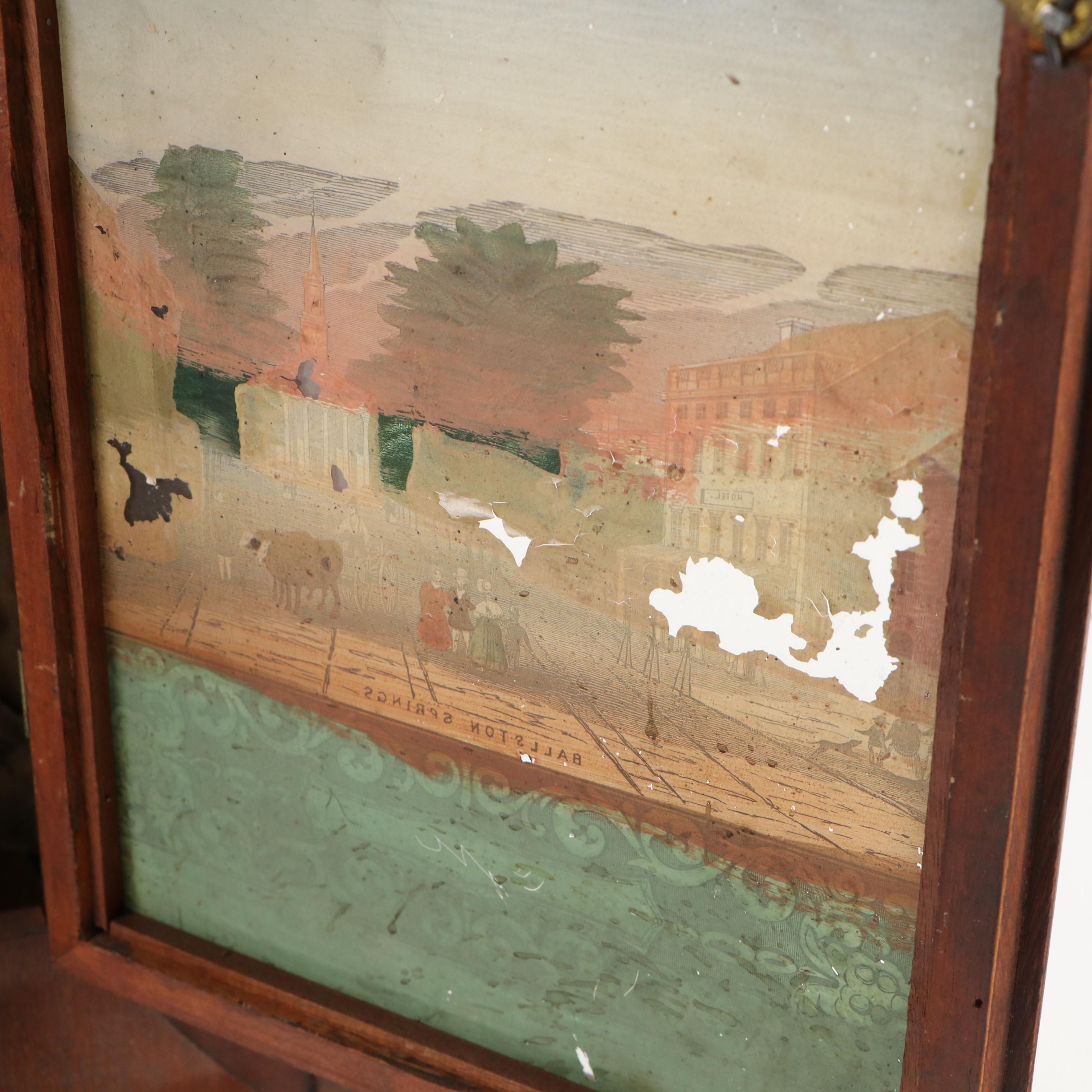 Seth Thomas "Ballston Springs" Reverse Painted Wooden Shelf Clock, 19th Century