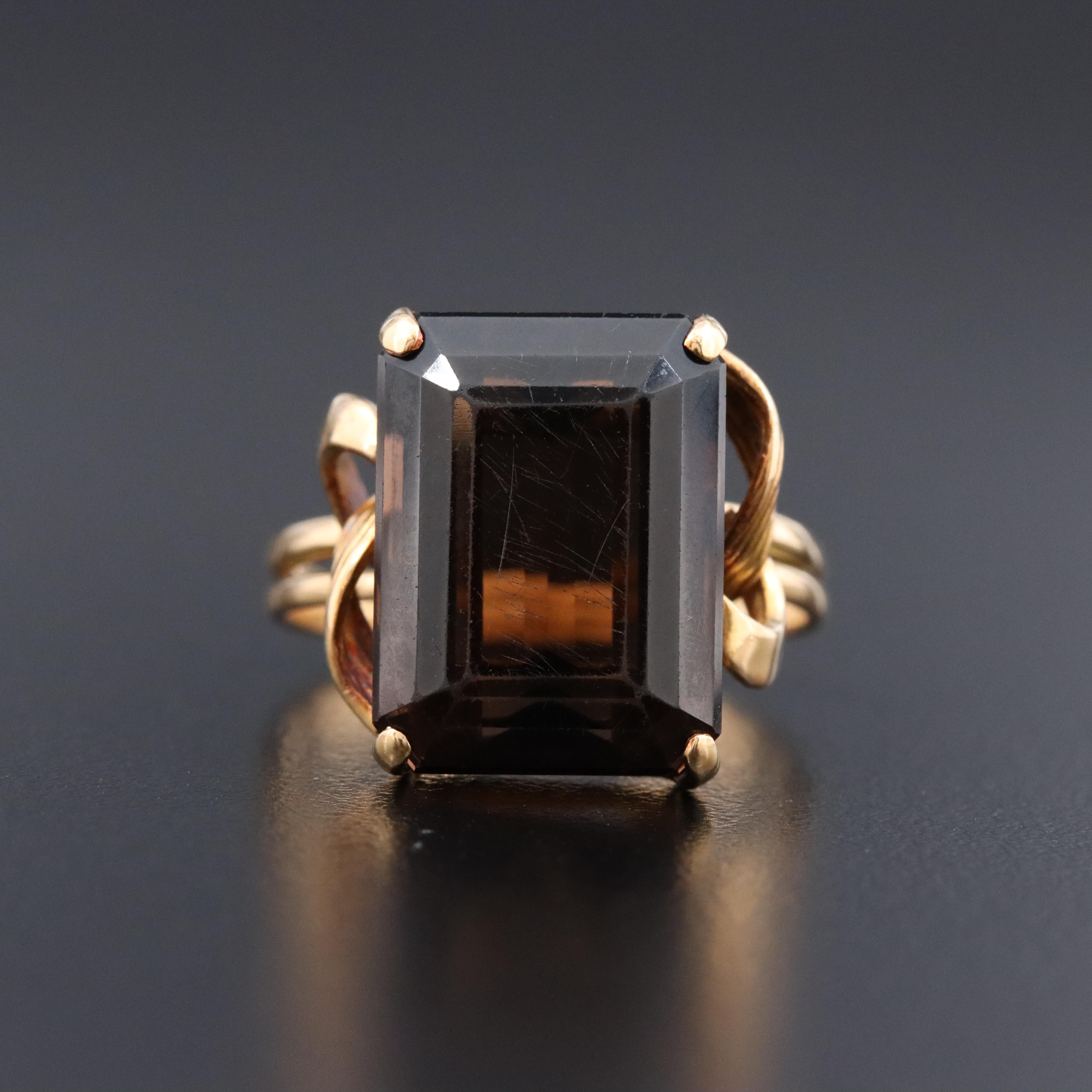 18K 13.80 CT Smoky Quartz Ring