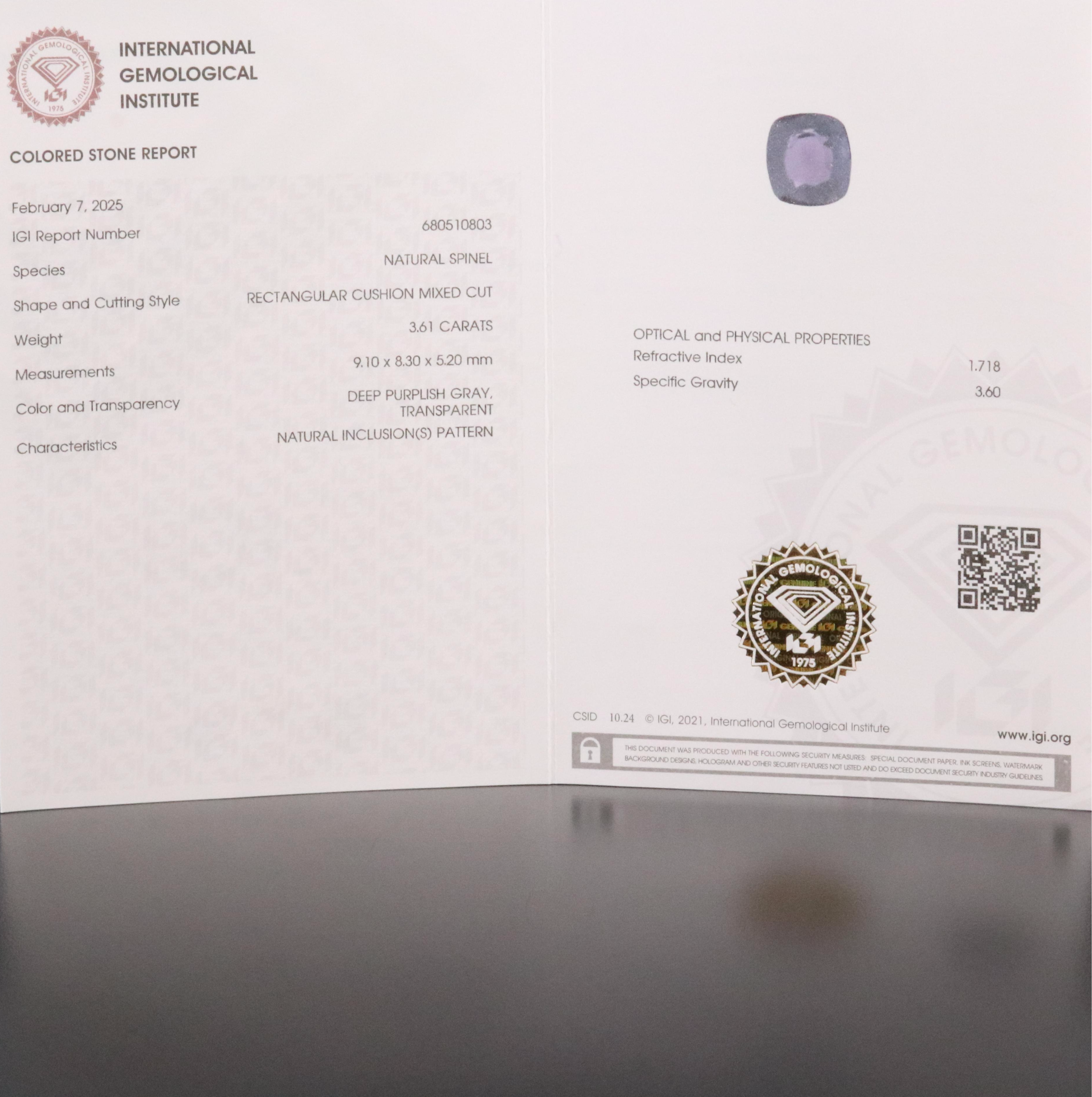 Loose 3.61 CT Spinel with IGI Report