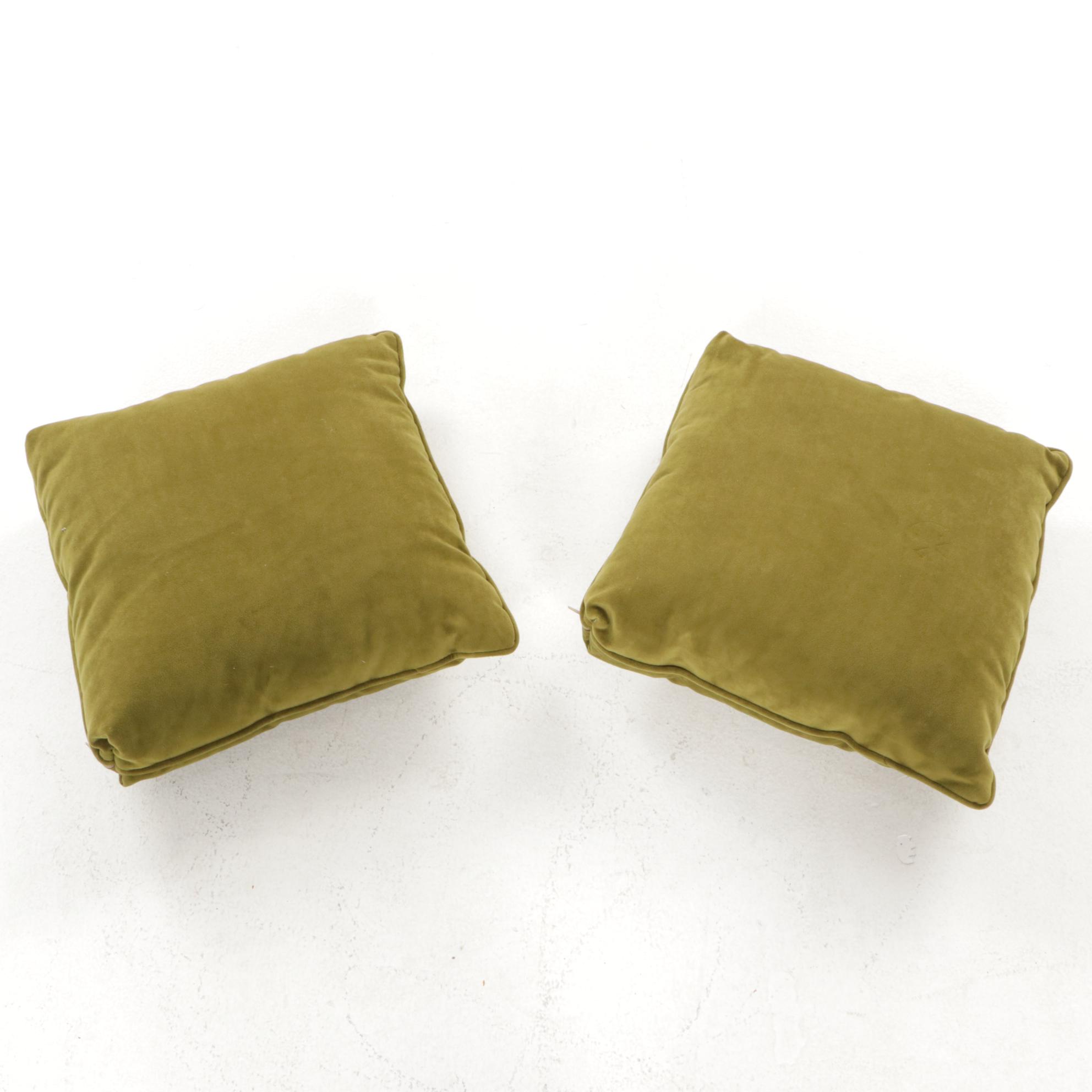 Pair of Forest Green Velvet Accent Pillows