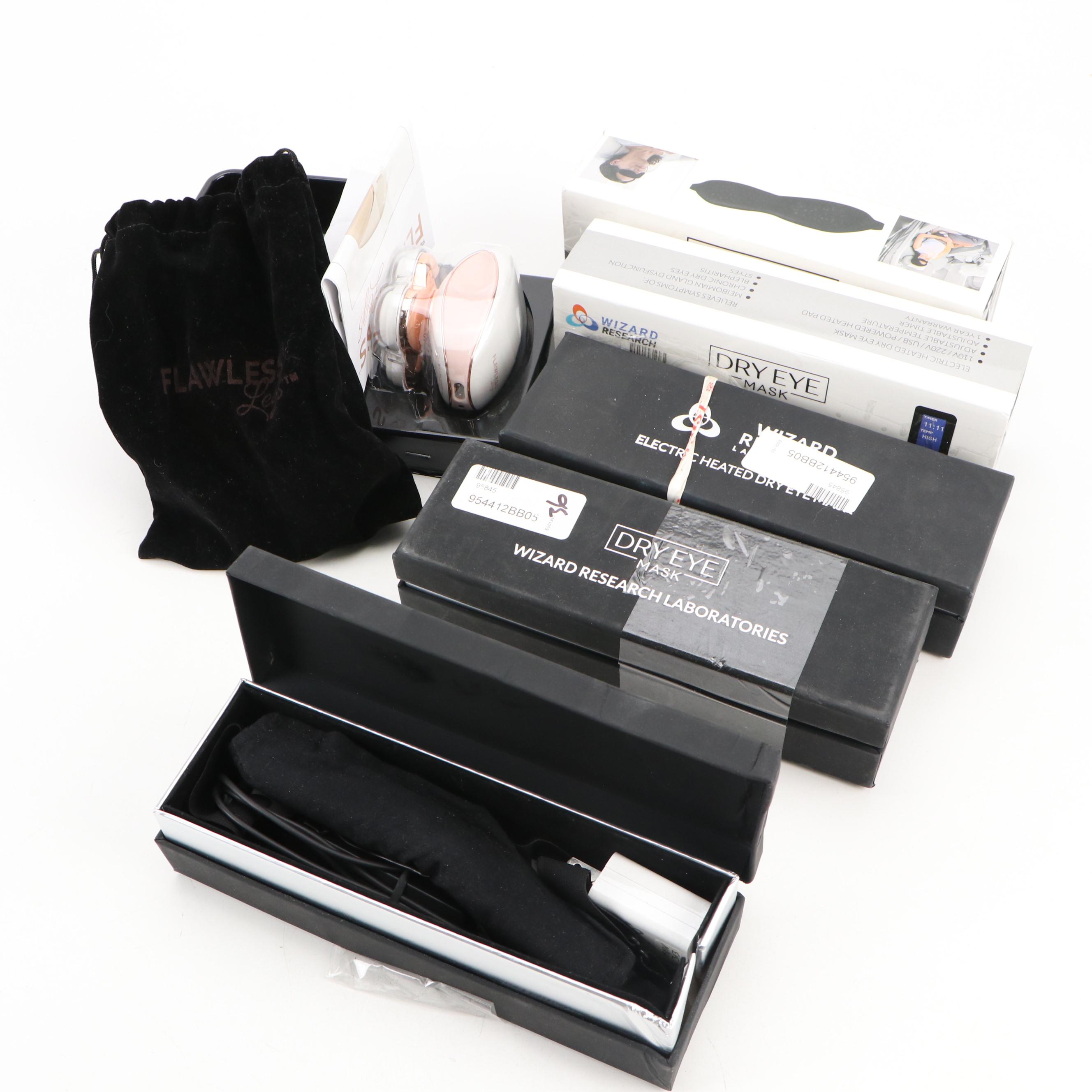 Flawless Legs Hair Remover with Wizard Research Dry Eye Masks