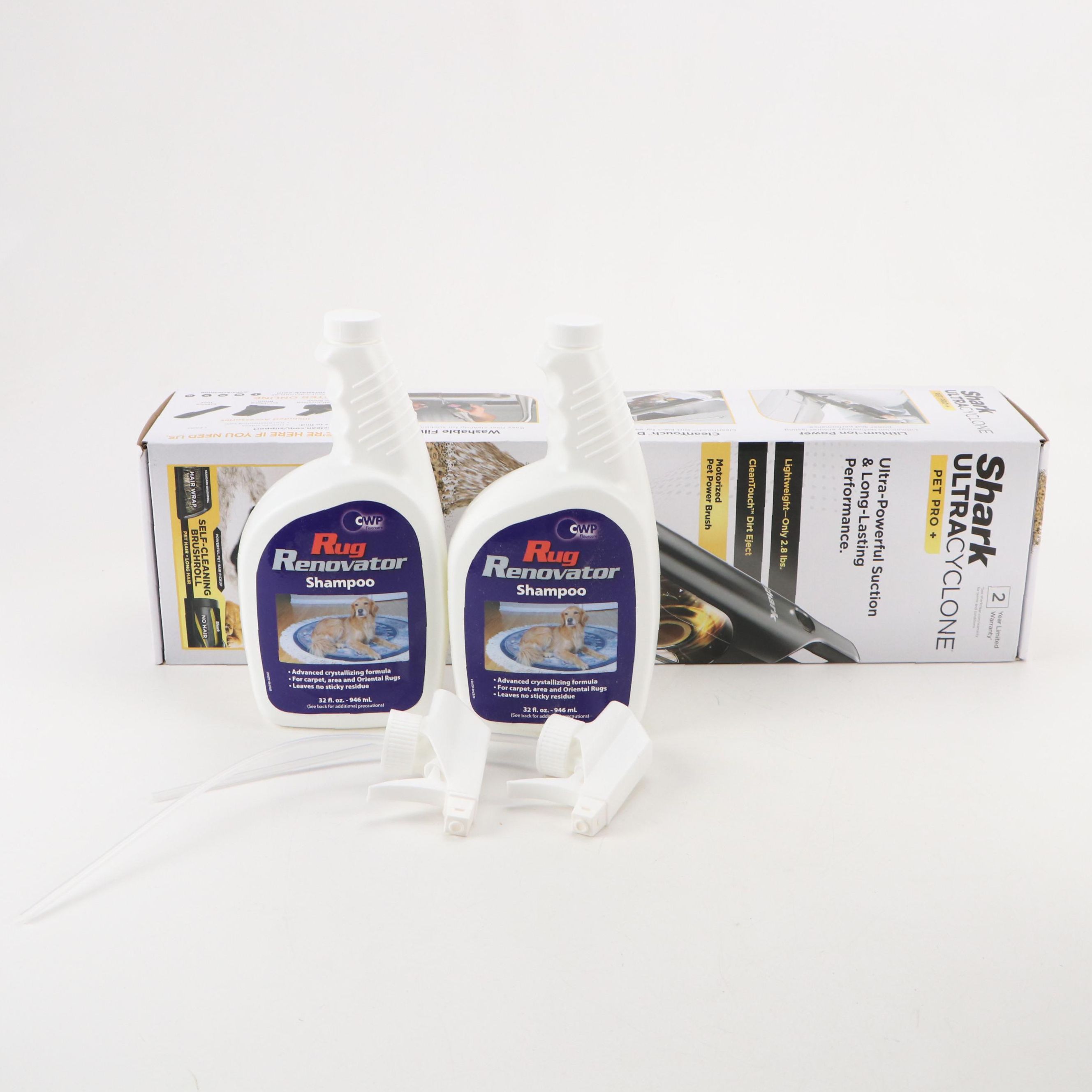 Shark Ultra Cyclone Pet Pro + Handheld Vacuum with CWP Rug Renovator Shampoo