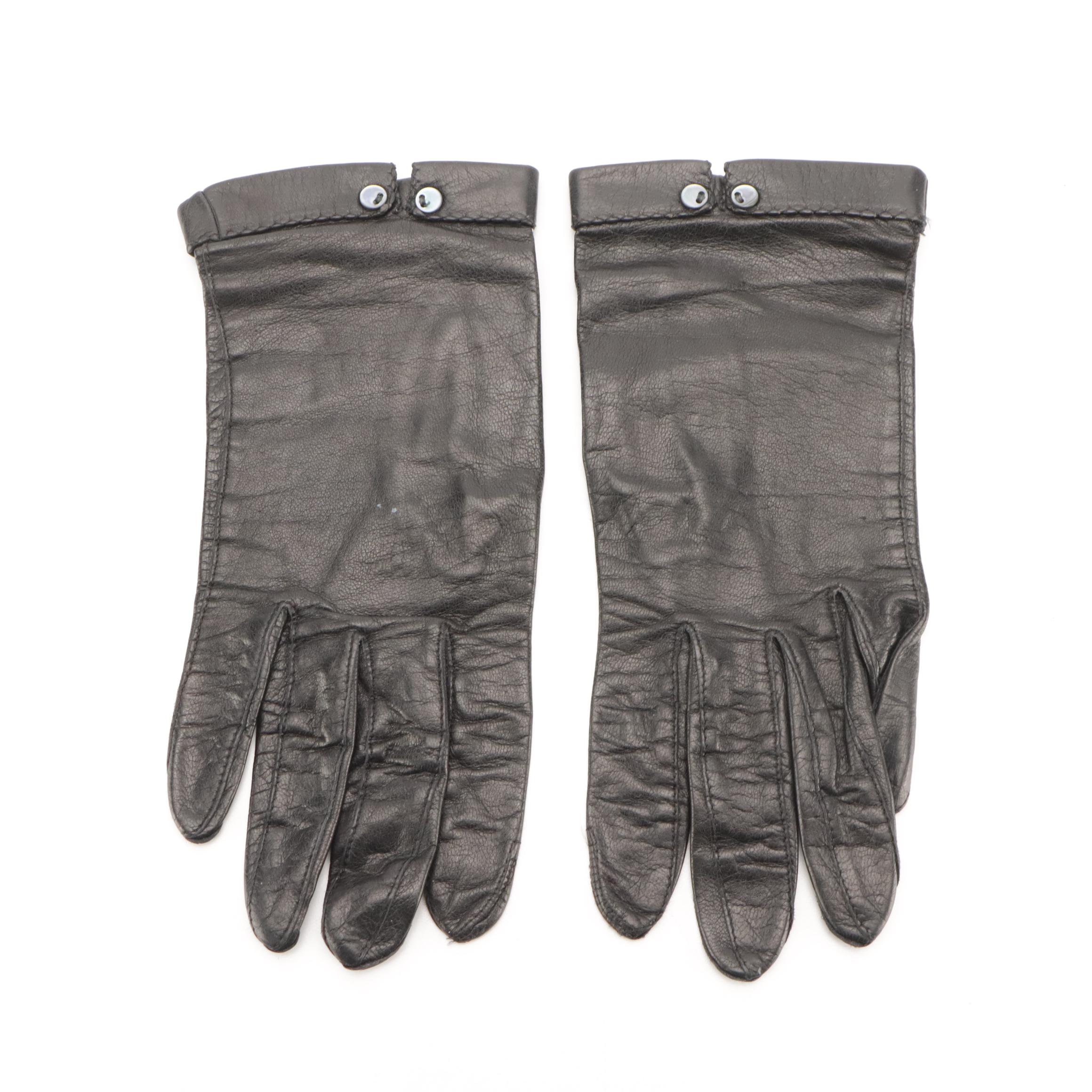 Caresskin by Superb and Other Vintage Black/Brown Leather Gloves