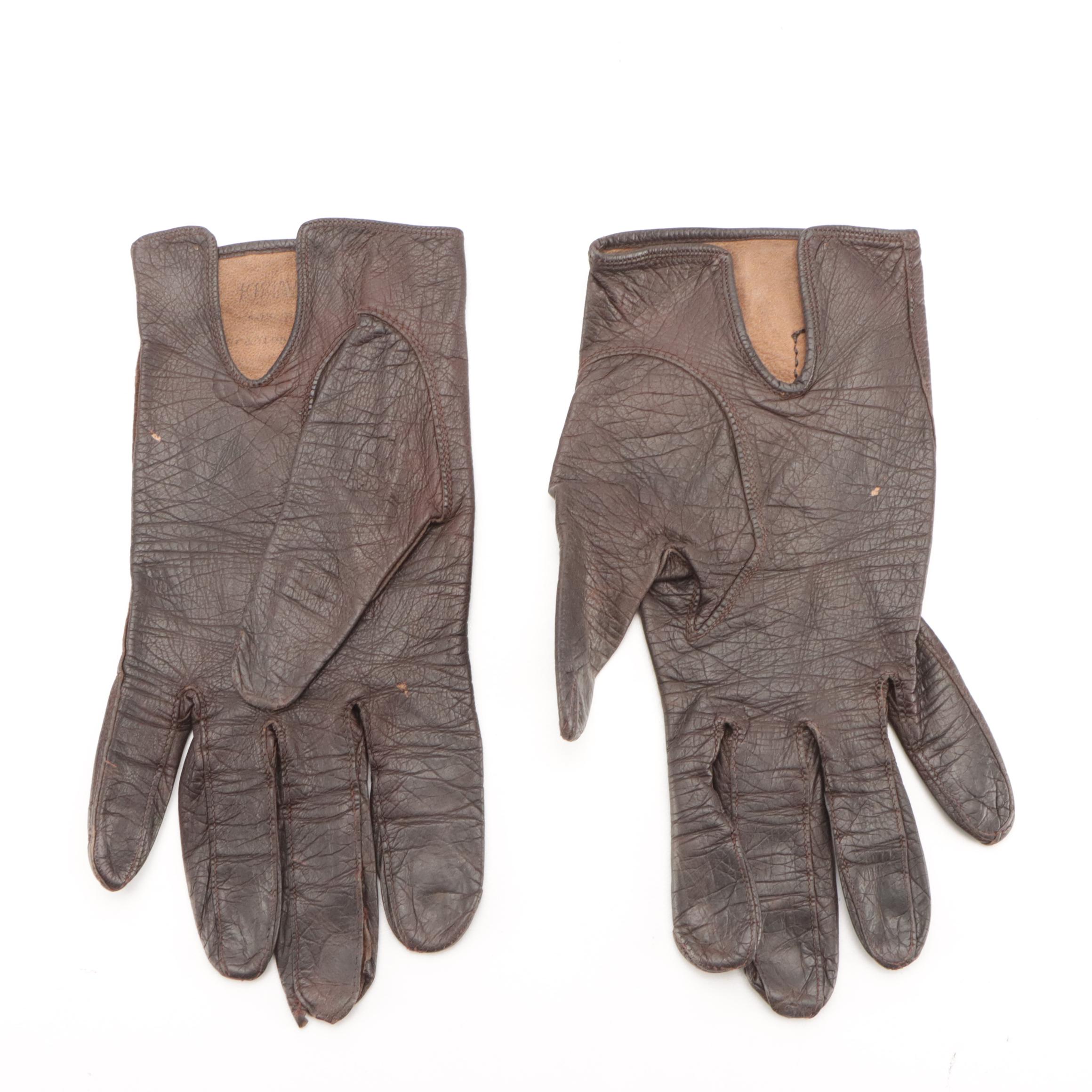 Caresskin by Superb and Other Vintage Black/Brown Leather Gloves