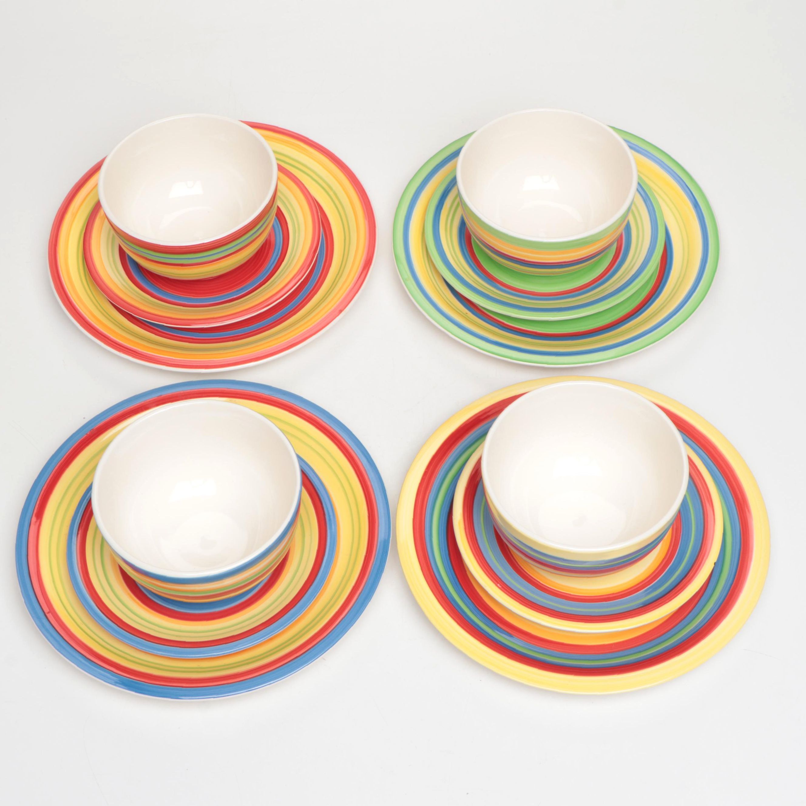 BrylaneHome "Stripes" Plates and Bowl Sets