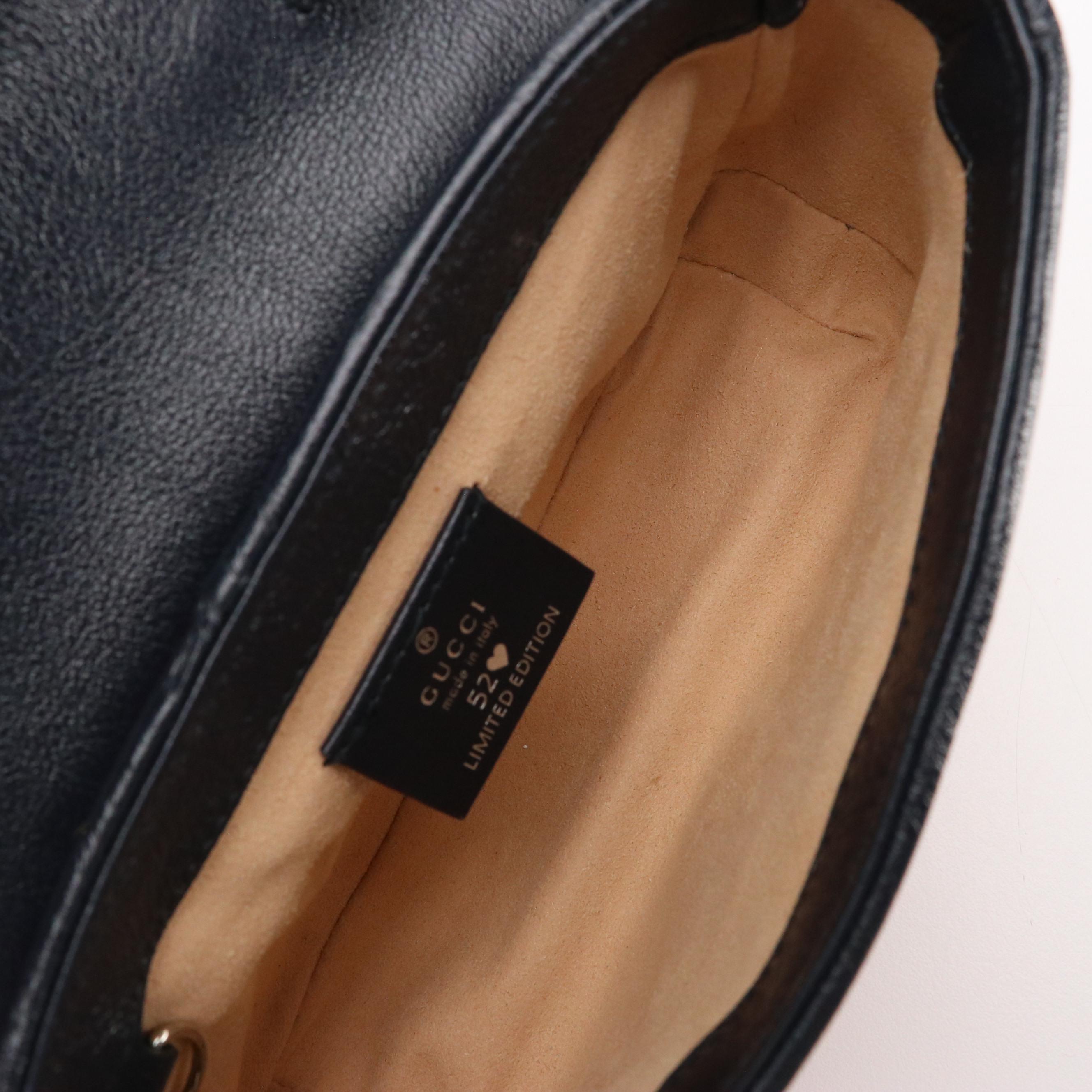 Gucci Limited Edition Super Mini Floral Embroidered GG Canvas Marmont Flap Bag