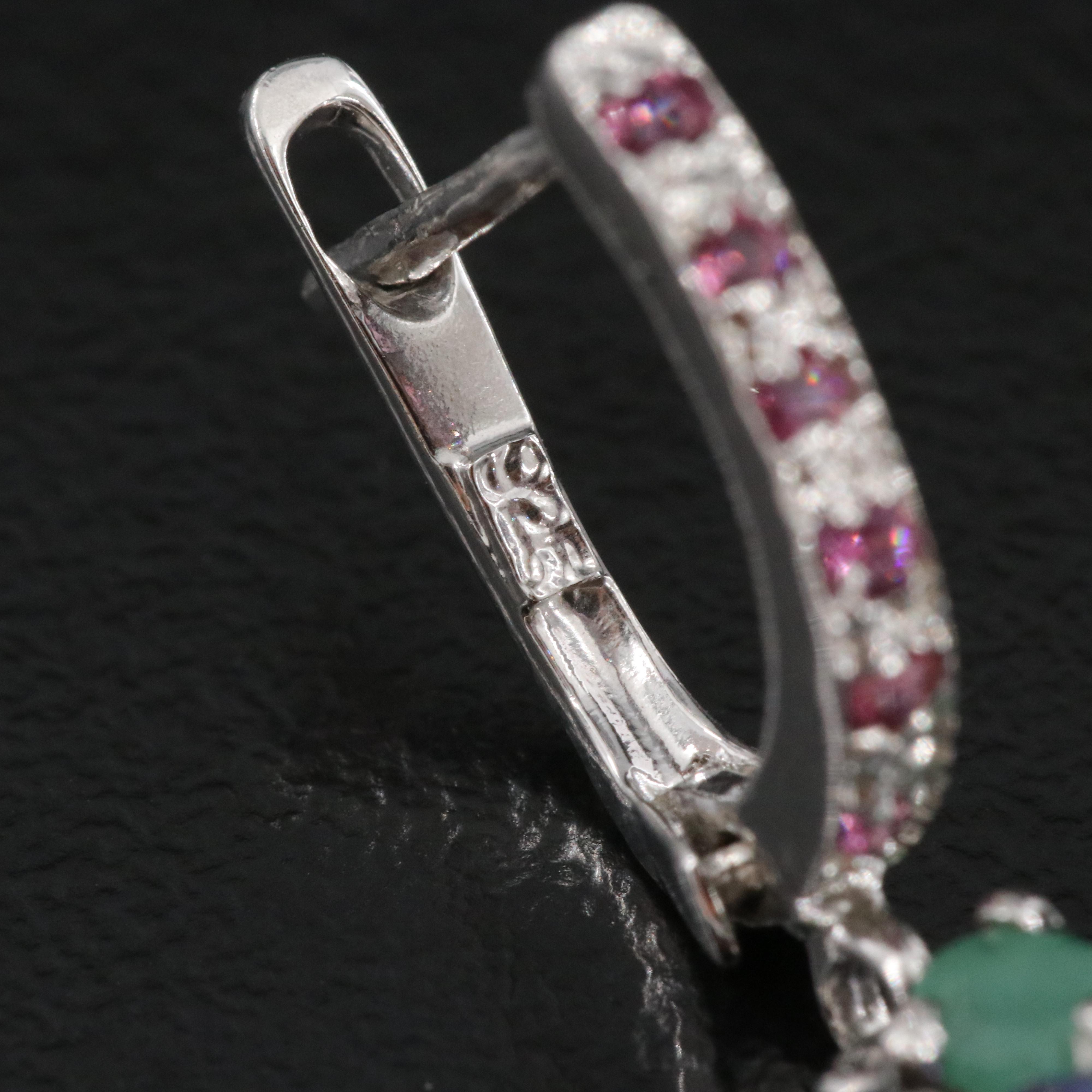 Sterling Tanzanite and Emerald Earrings