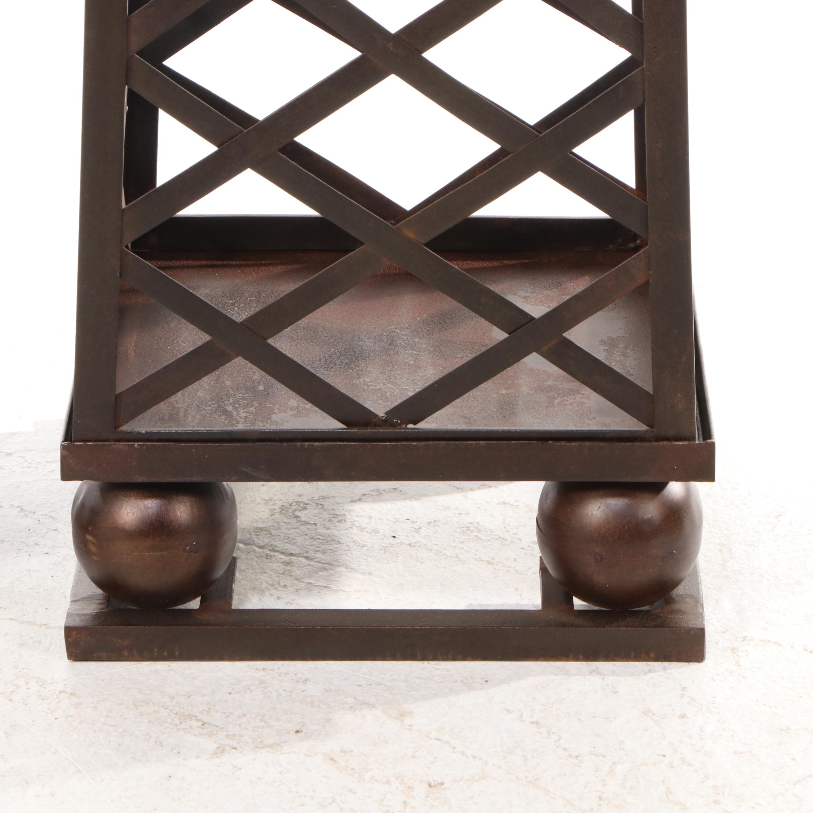 Pair of Bronze Finished Metal Garden Obelisks