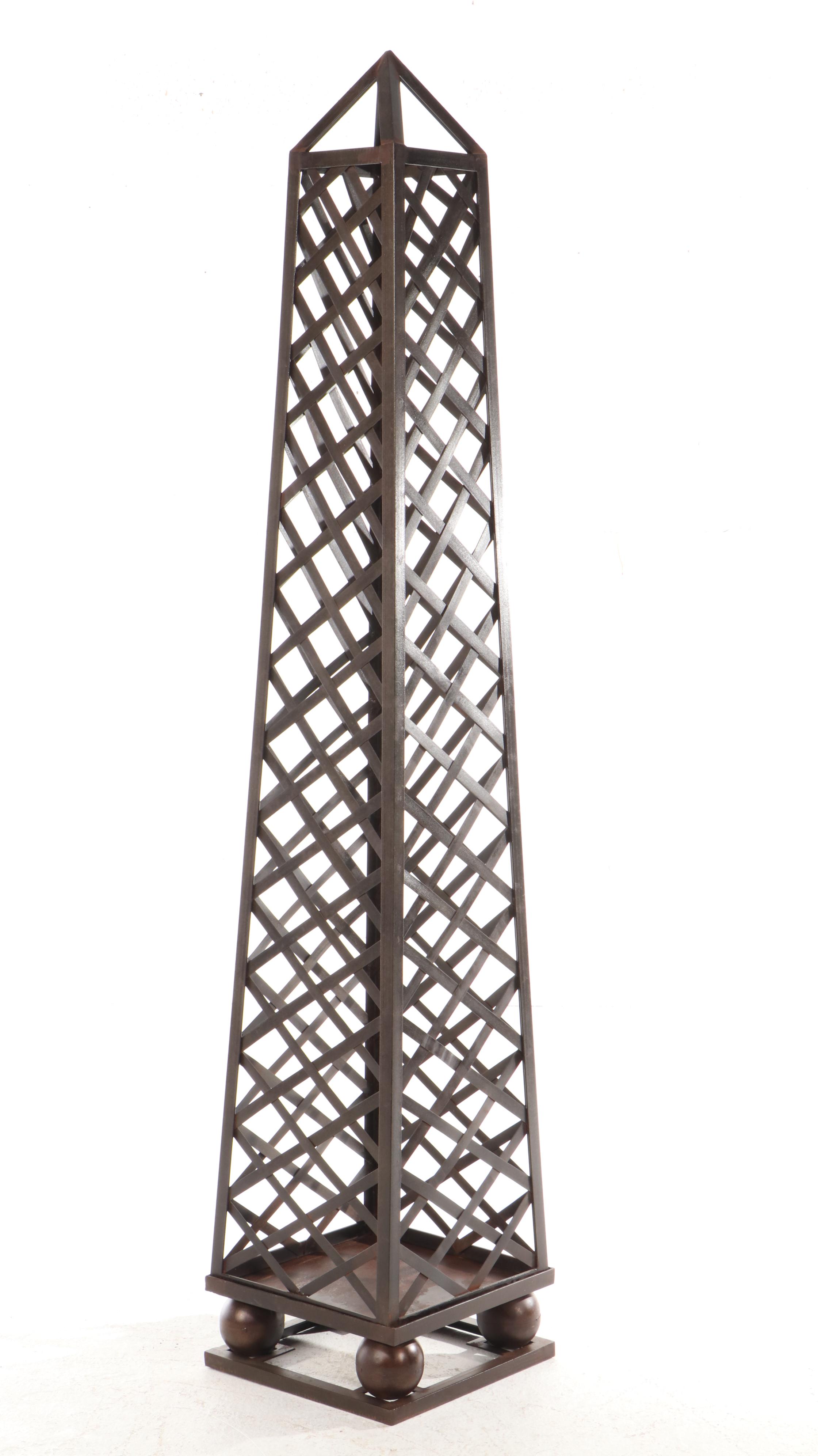 Pair of Bronze Finished Metal Garden Obelisks
