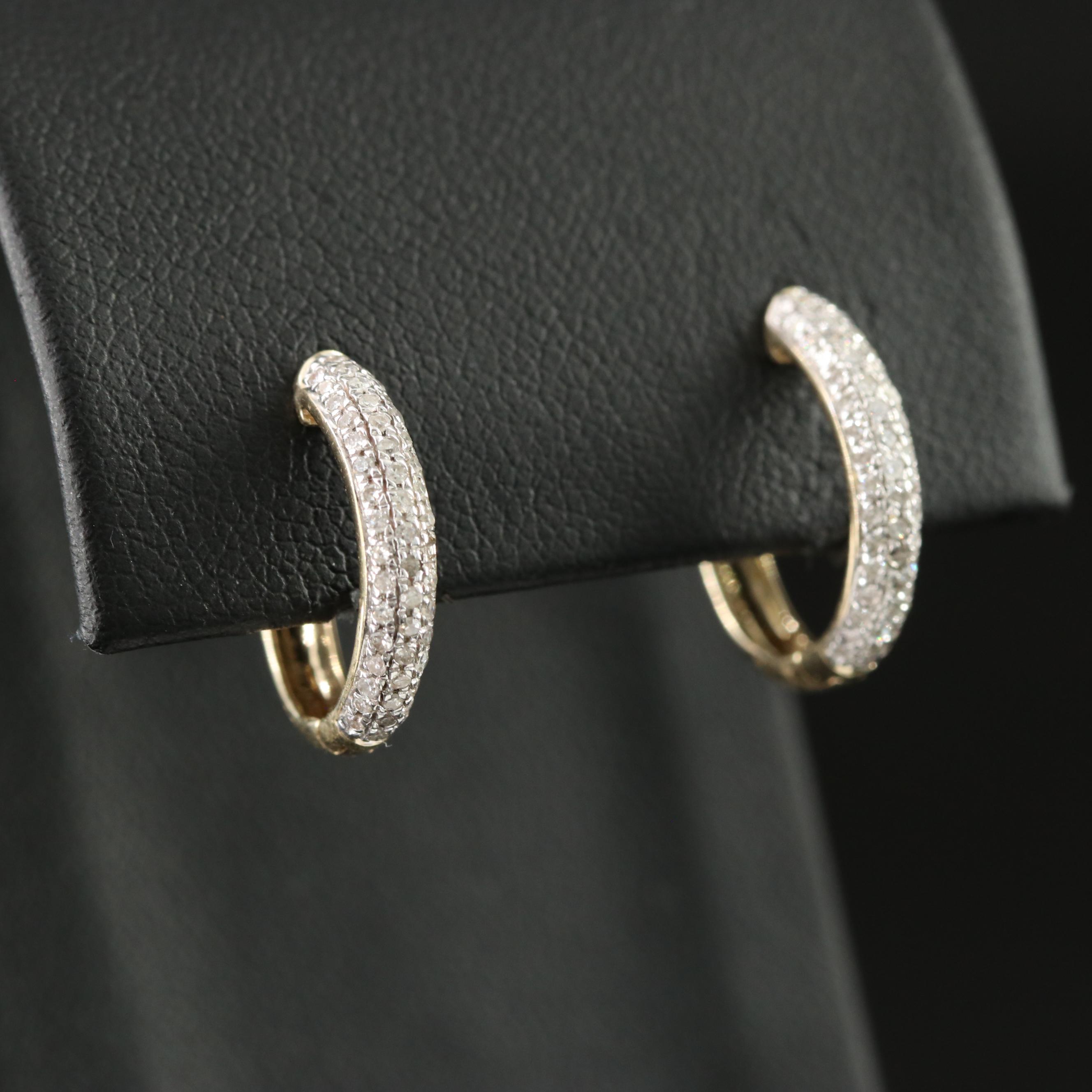 14K 0.25 CTW Diamond Huggie Hoop Earrings