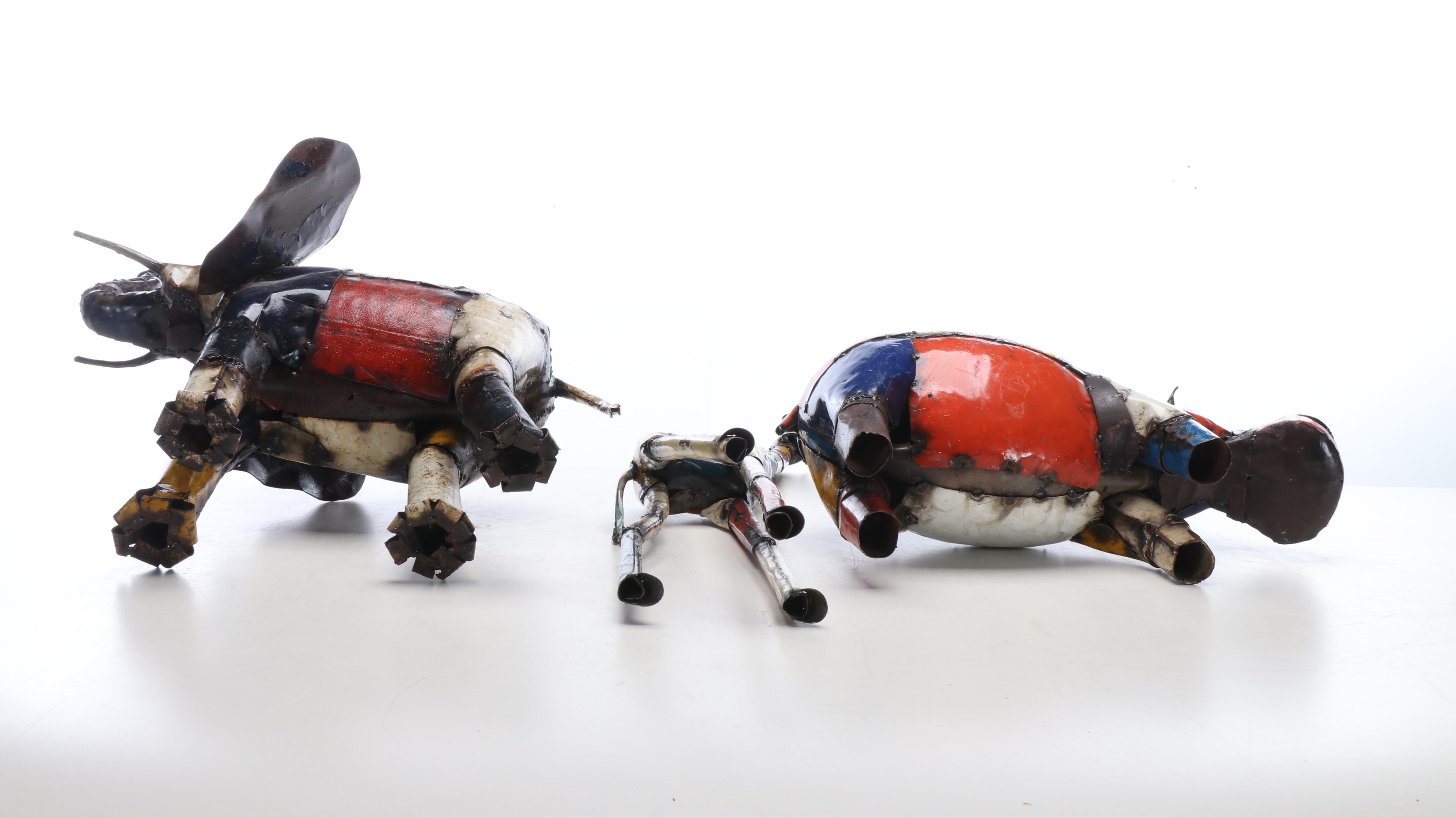Upcycled Metal Elephant, Giraffe and Hippo Sculptures
