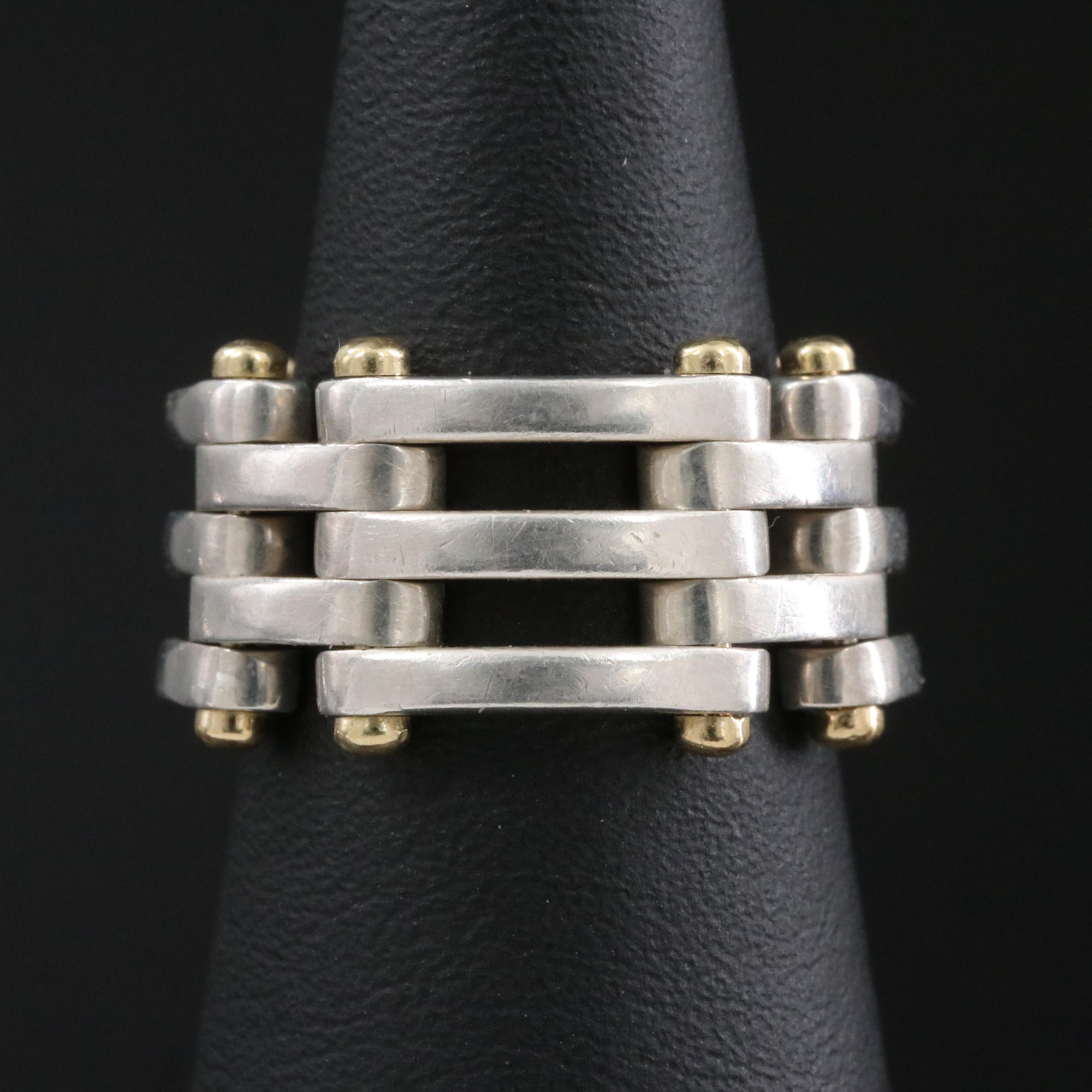 Tiffany & Co. Sterling and 18K Articulated Gate Link Ring