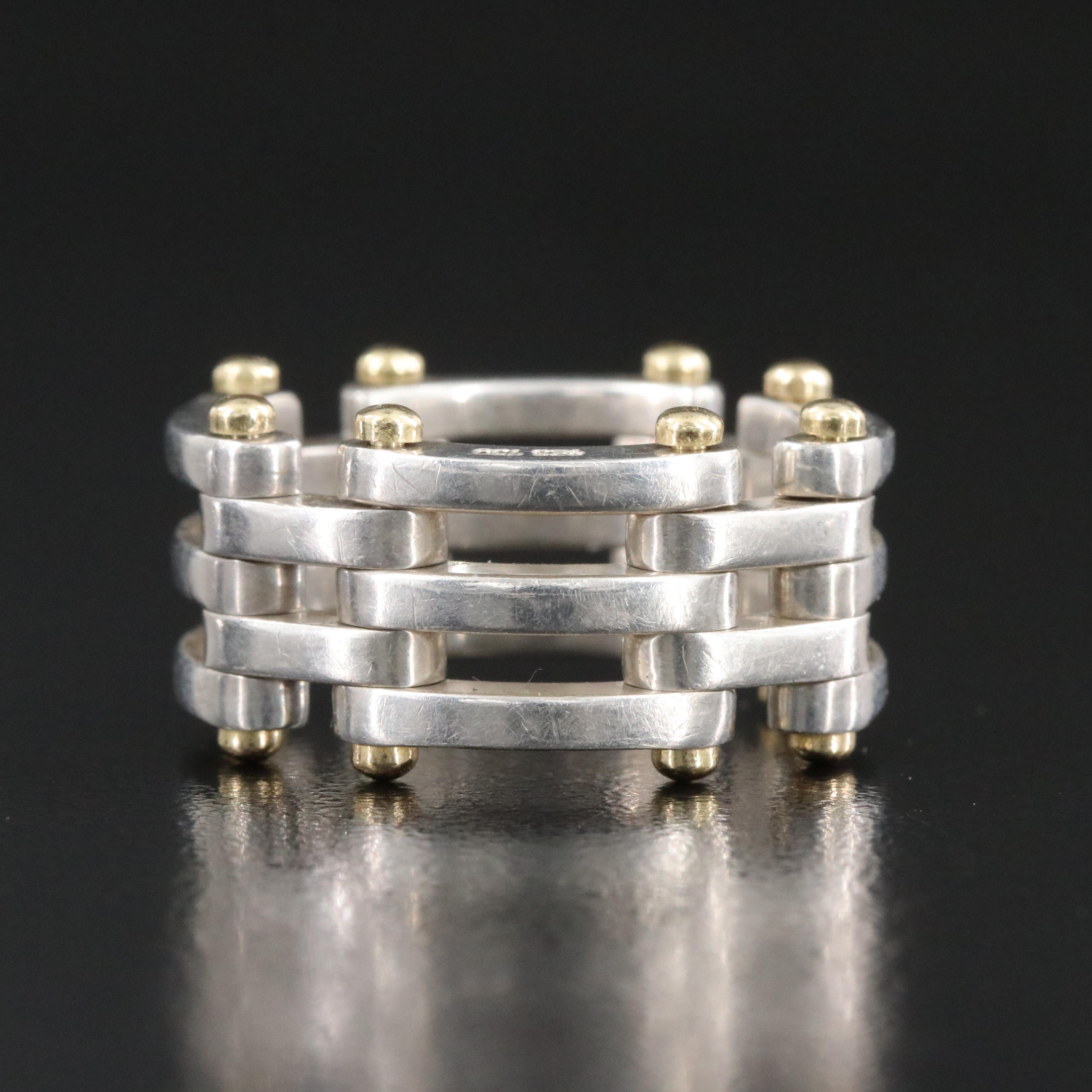 Tiffany & Co. Sterling and 18K Articulated Gate Link Ring