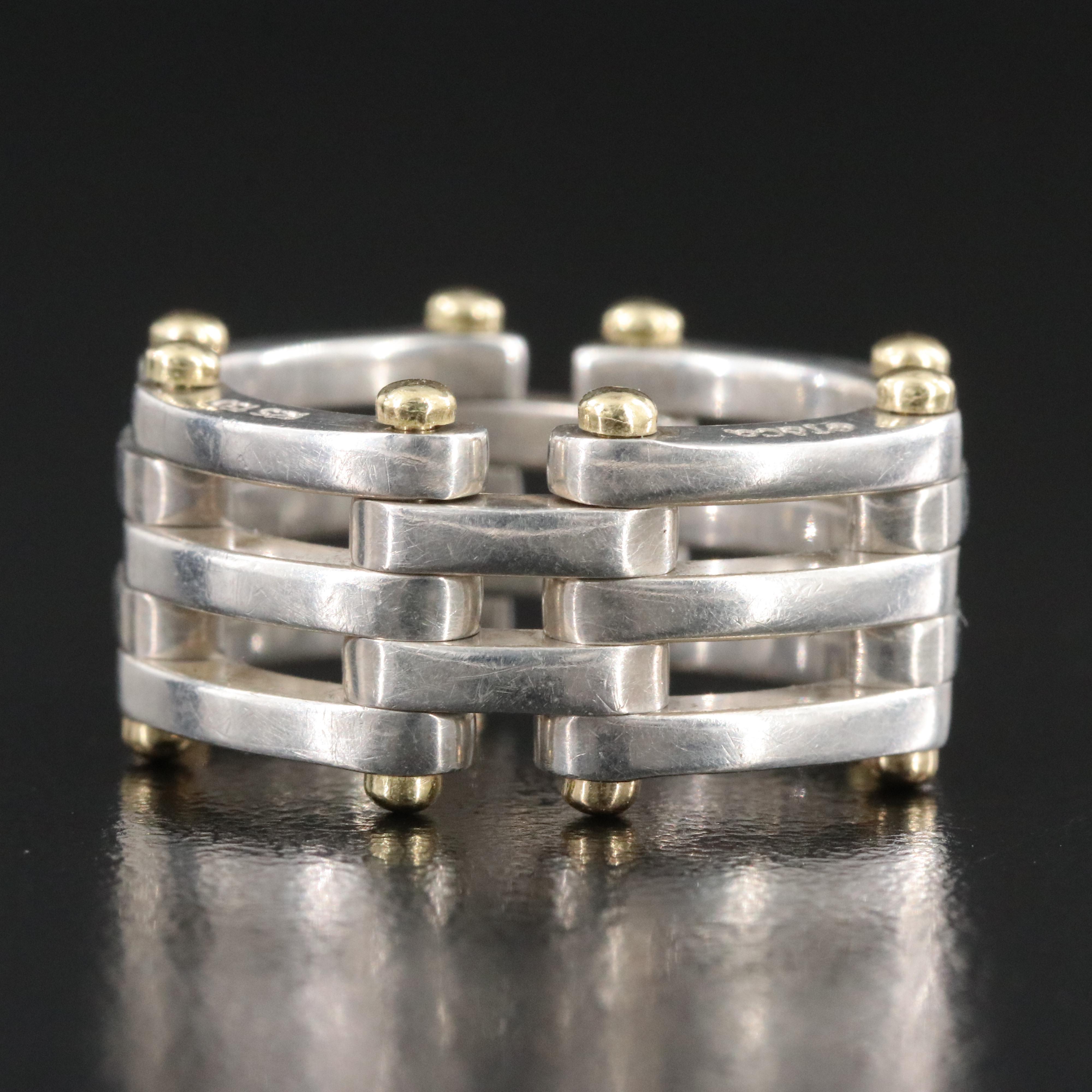 Tiffany & Co. Sterling and 18K Articulated Gate Link Ring