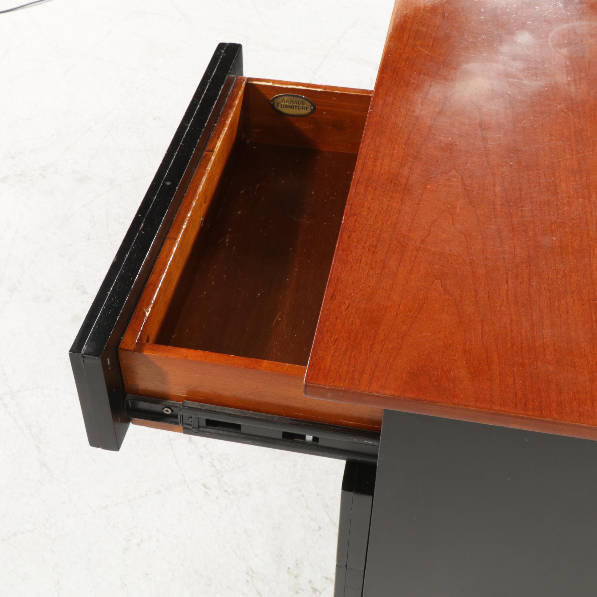 Arhaus Painted Wood and Cherry Executive Desk