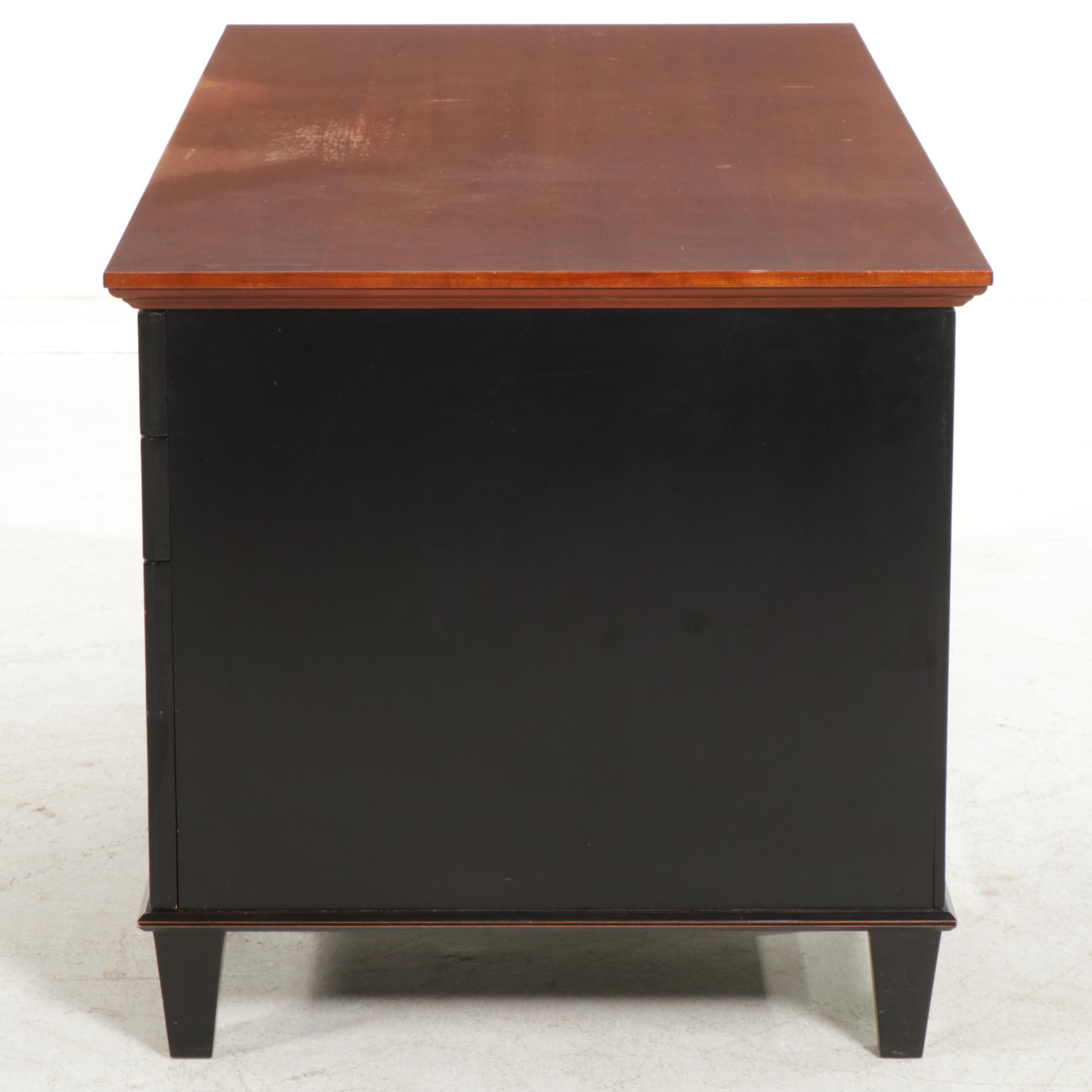 Arhaus Painted Wood and Cherry Executive Desk