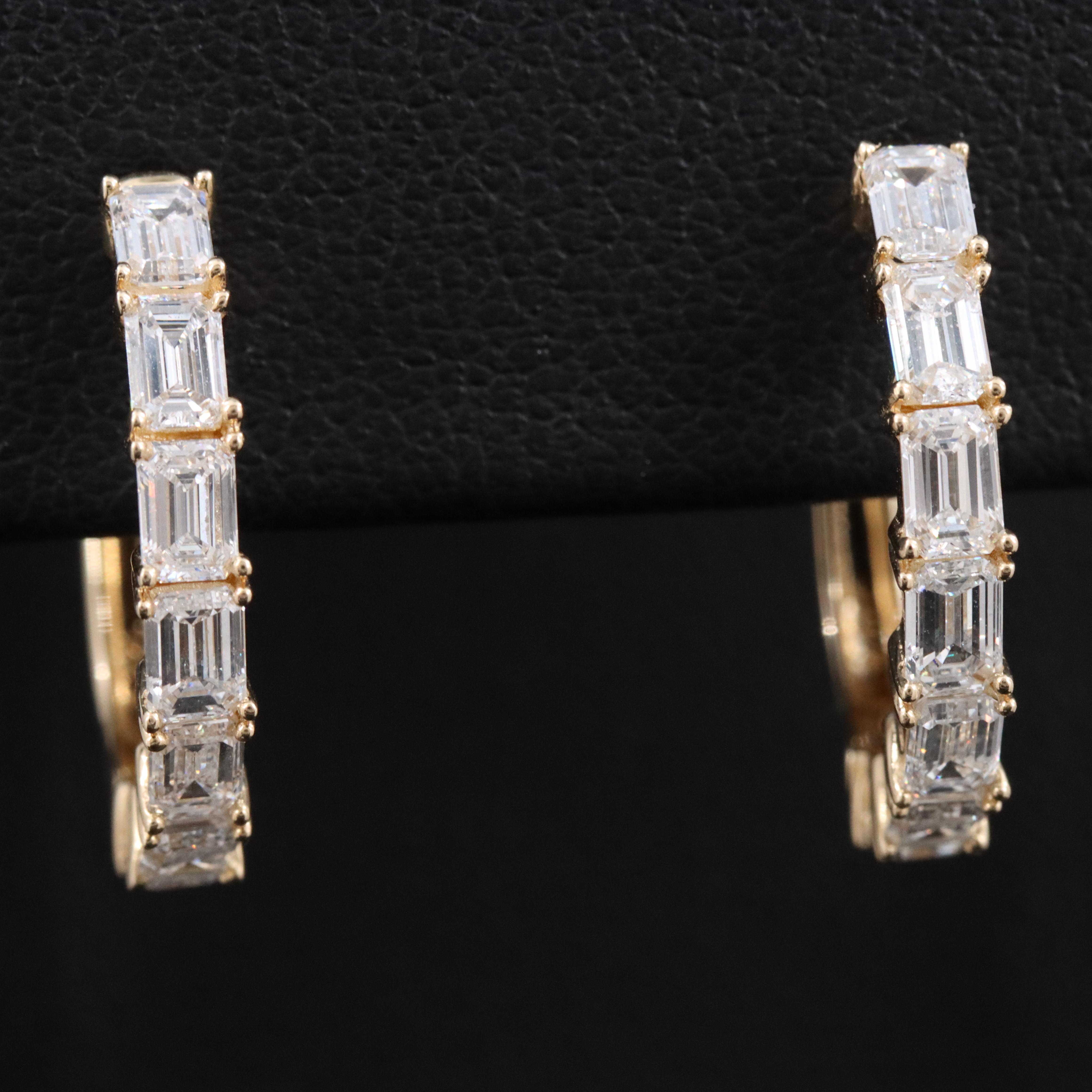 14K 2.47 CTW Lab Grown Diamond Hoop Earrings