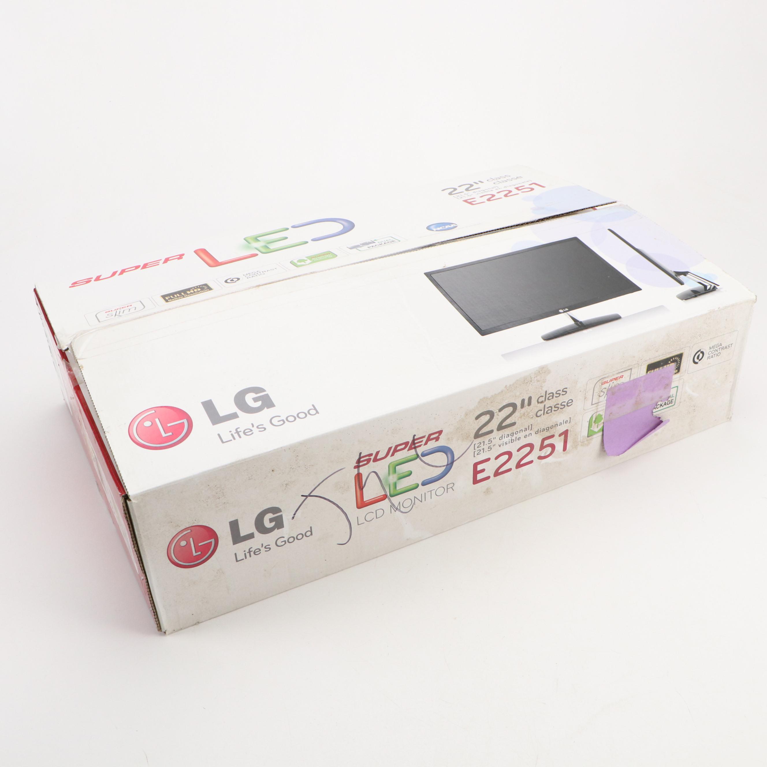 LG 22" Flatron Super LED LCD Monitor with Stand, 2012