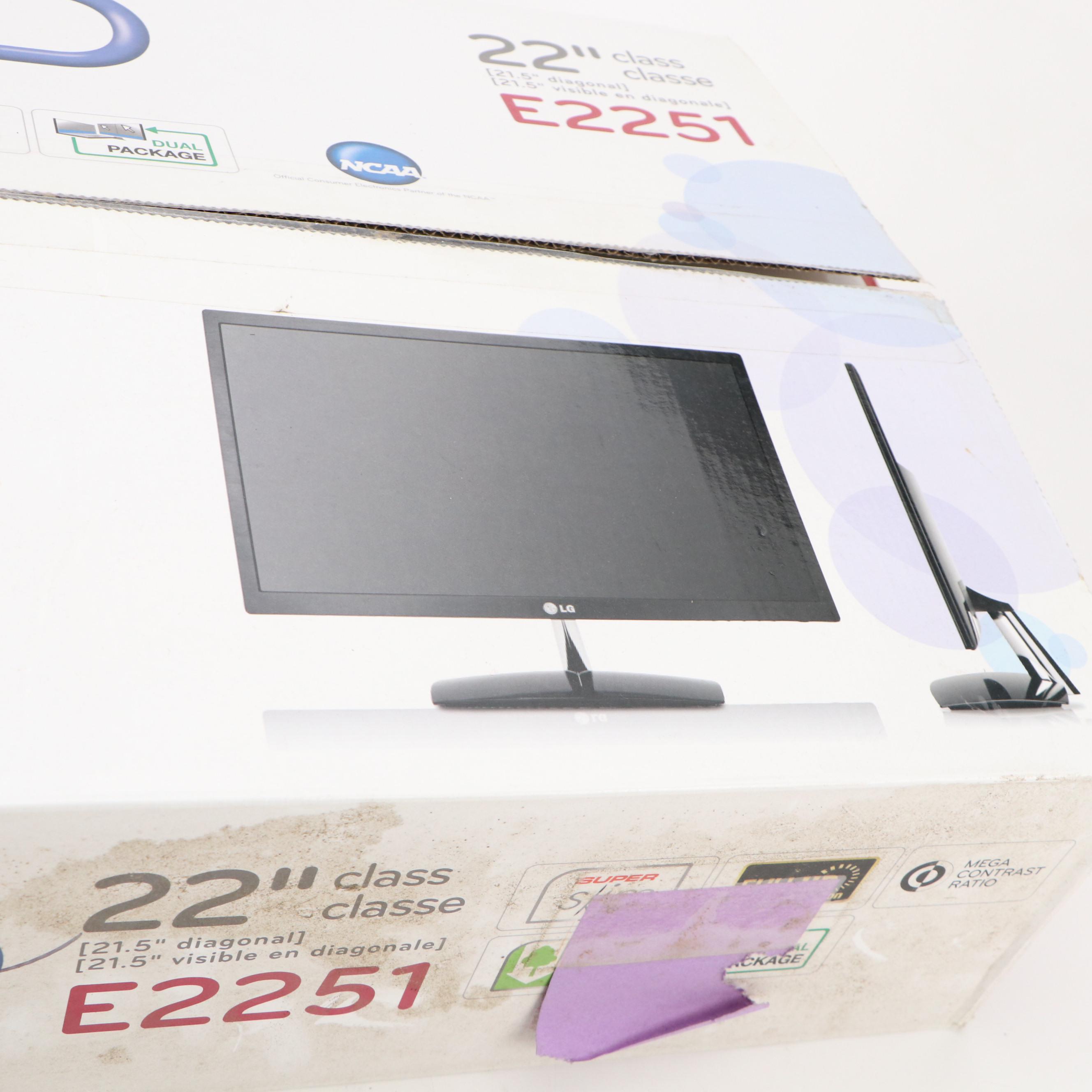 LG 22" Flatron Super LED LCD Monitor with Stand, 2012