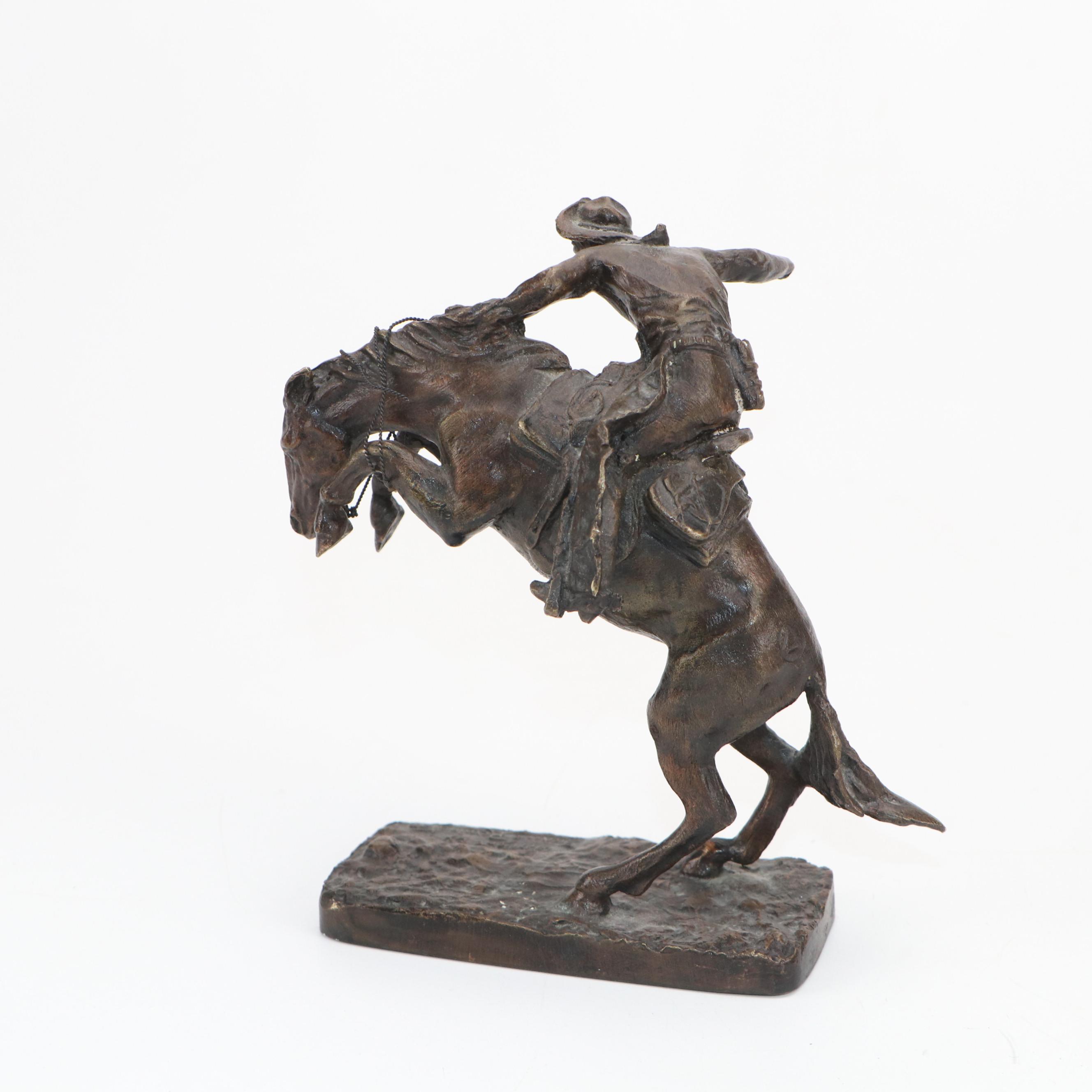 The Franklin Mint Bronzed Metal "The Broncho Buster" After Frederic Remington