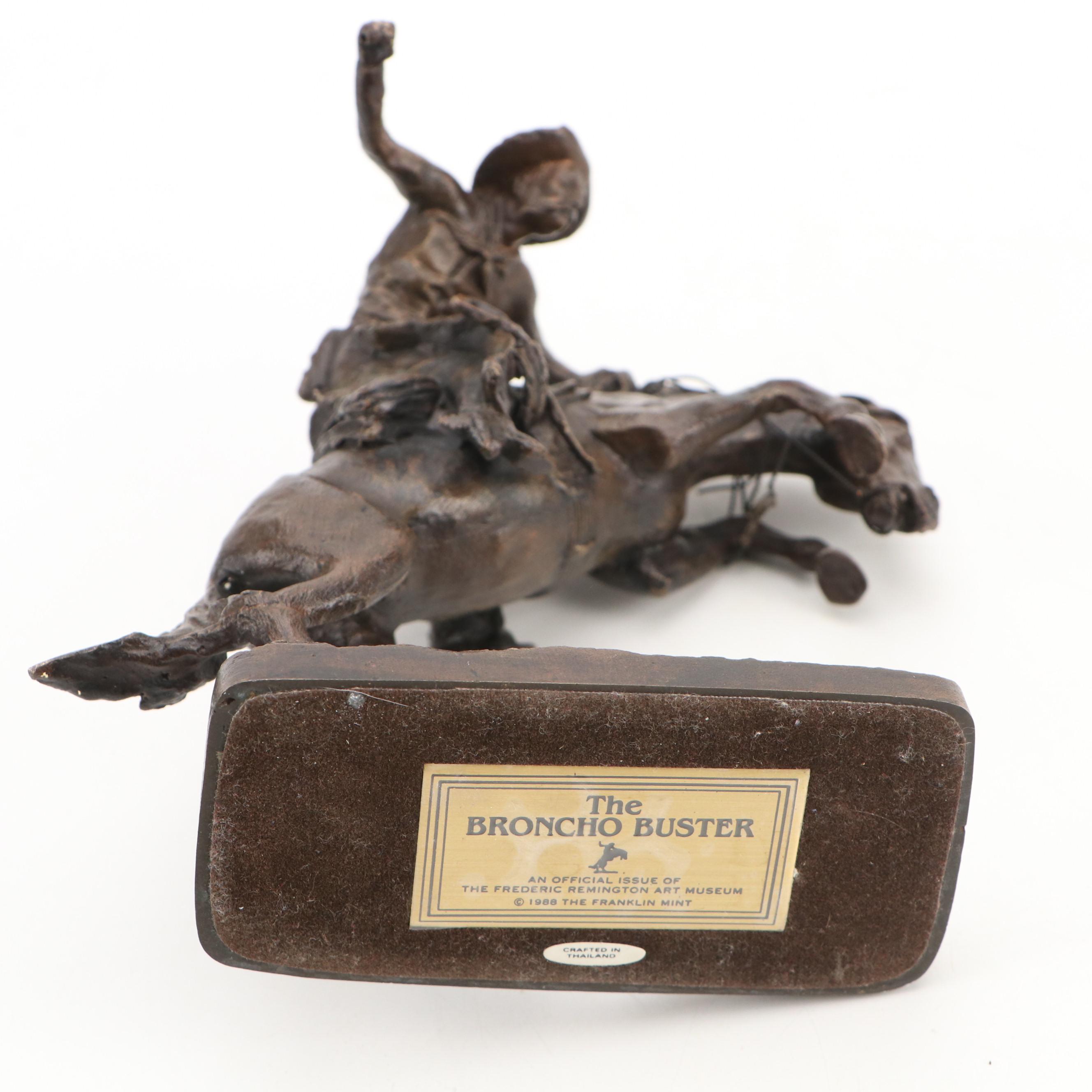 The Franklin Mint Bronzed Metal "The Broncho Buster" After Frederic Remington