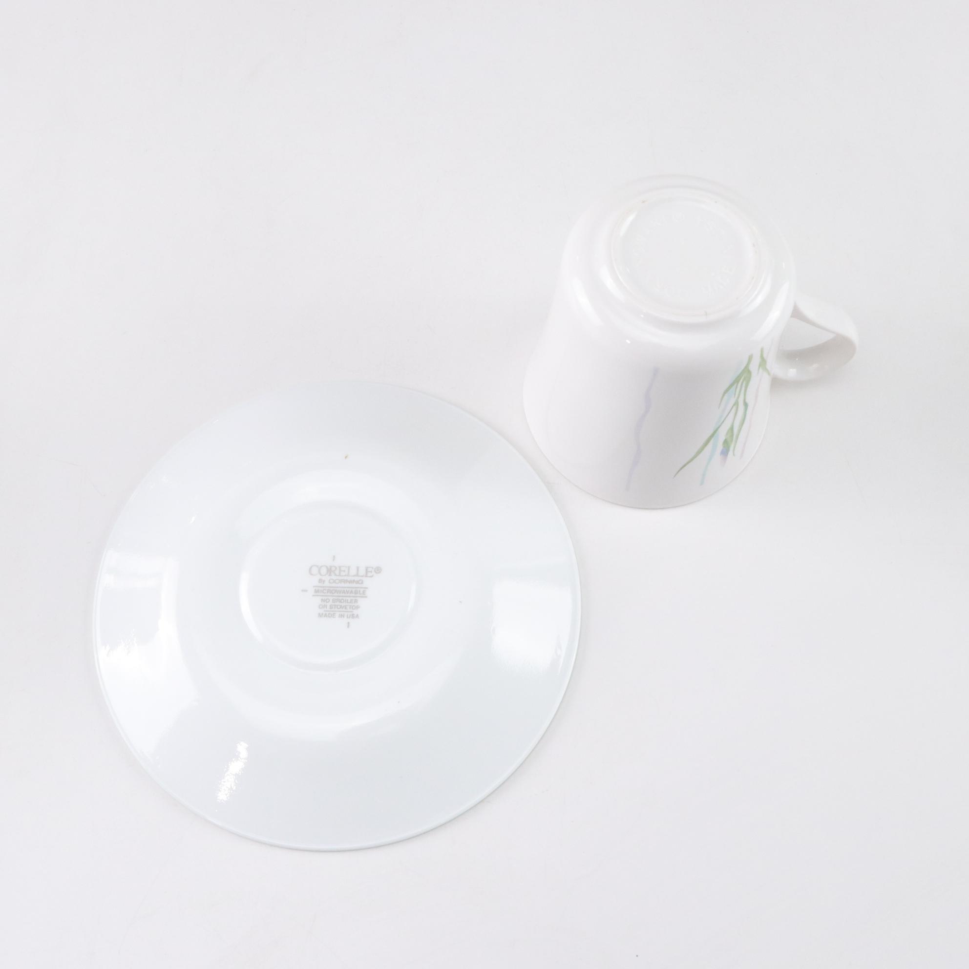 Corning by Corelle "Shadow Iris" Dinnerware with Glassware & Serving Dishes