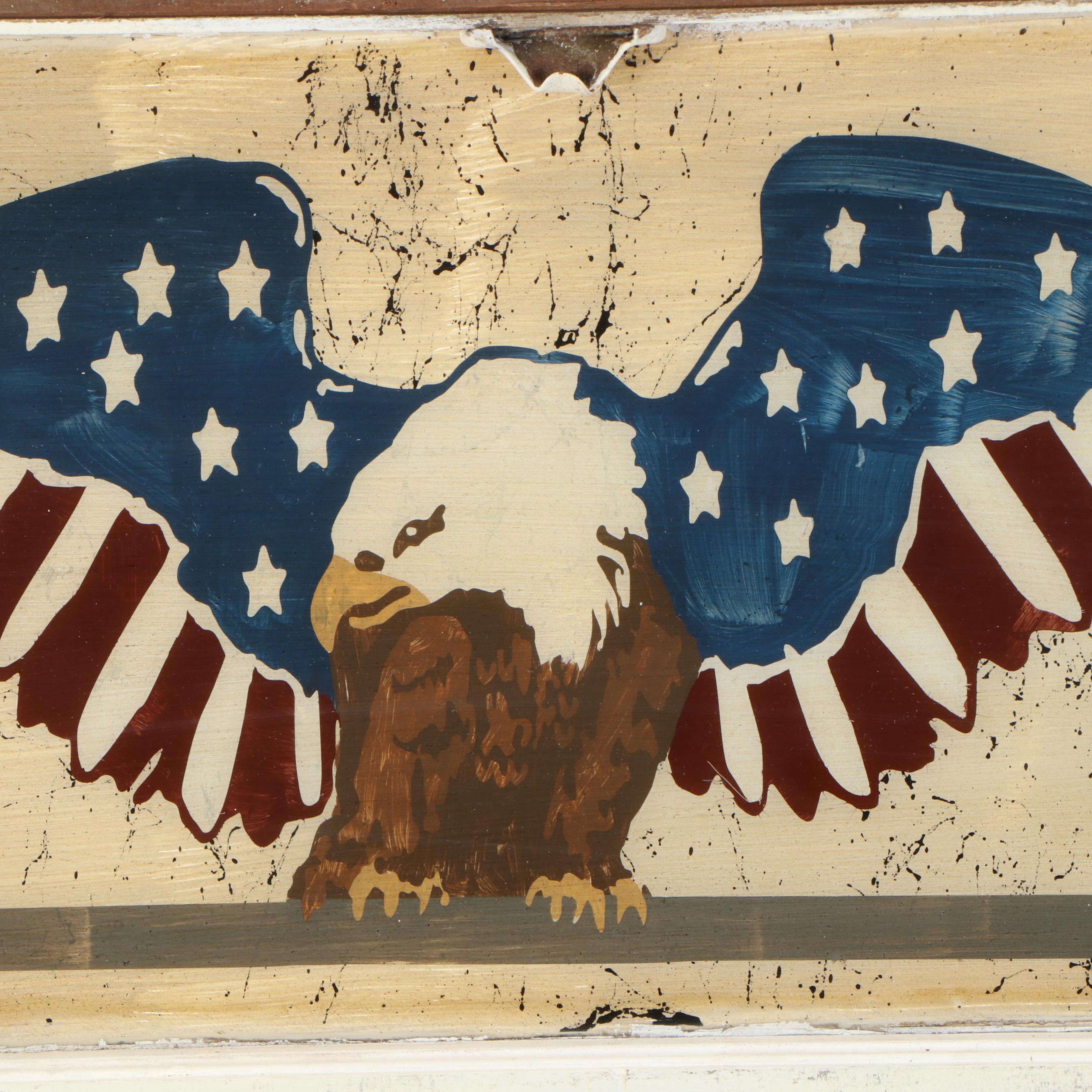 Vintage Style "God Bless America" Distressed Window Panel Sign, Contemporary