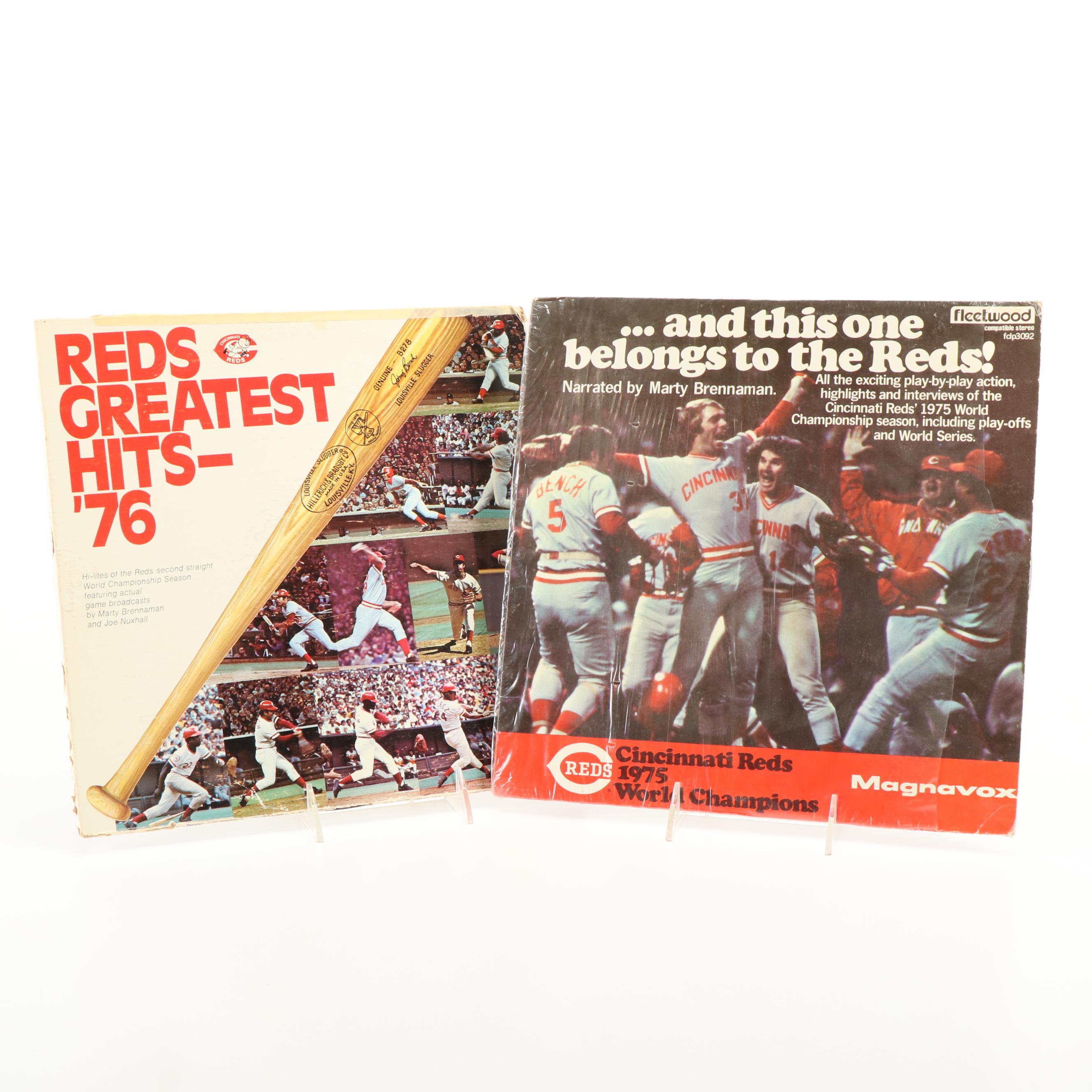 Two Cincinnati Reds "Big Red Machine" Era Vinyl LPs, Marty and Joe, 1970s