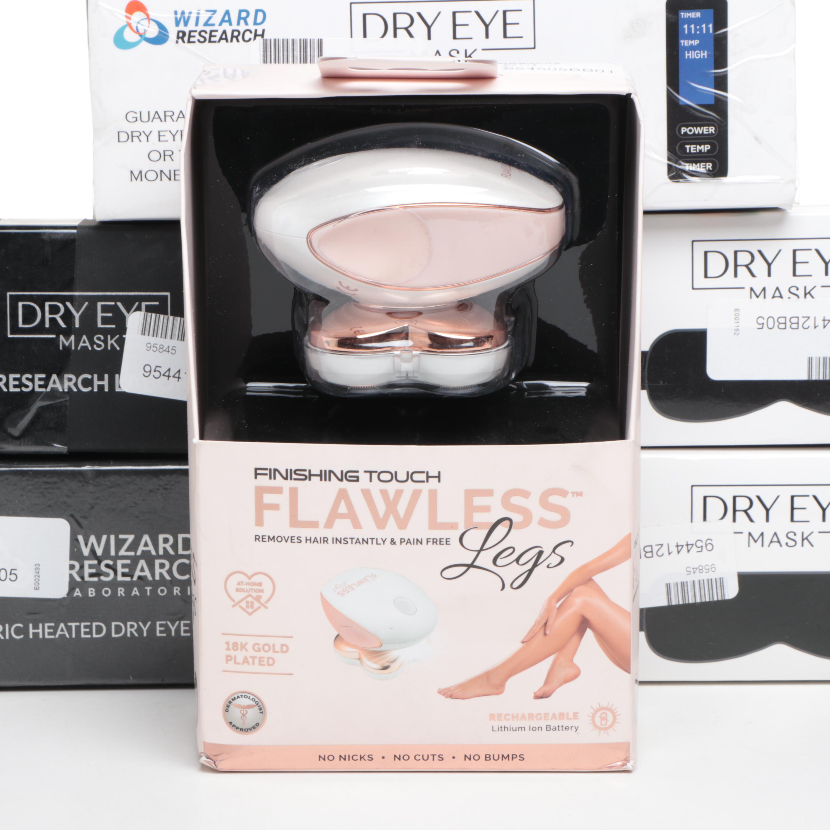 Flawless Legs Hair Remover with Wizard Research Dry Eye Masks