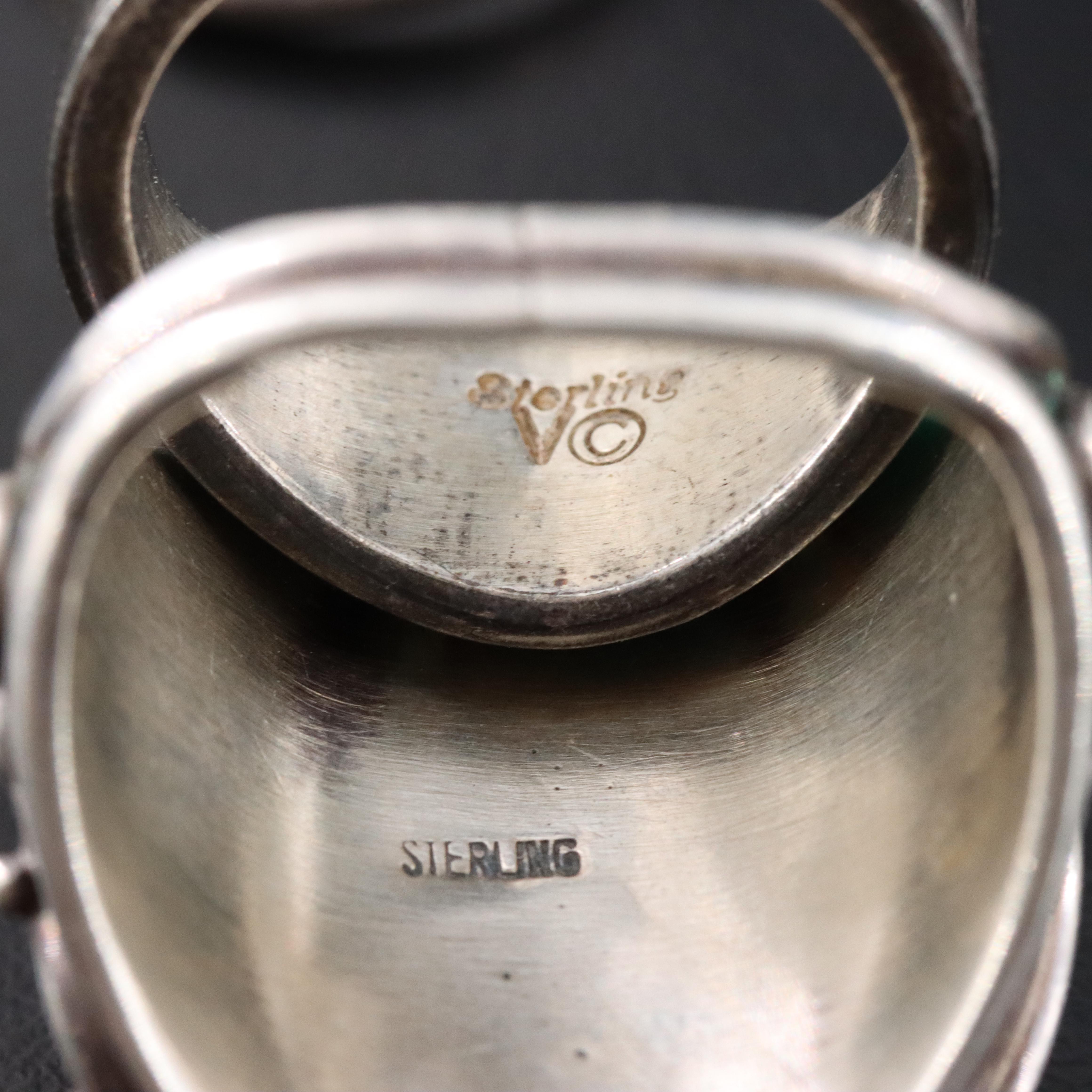 Signed Southwestern Sterling Ring Collection with Turquoise, Coral and Abalone