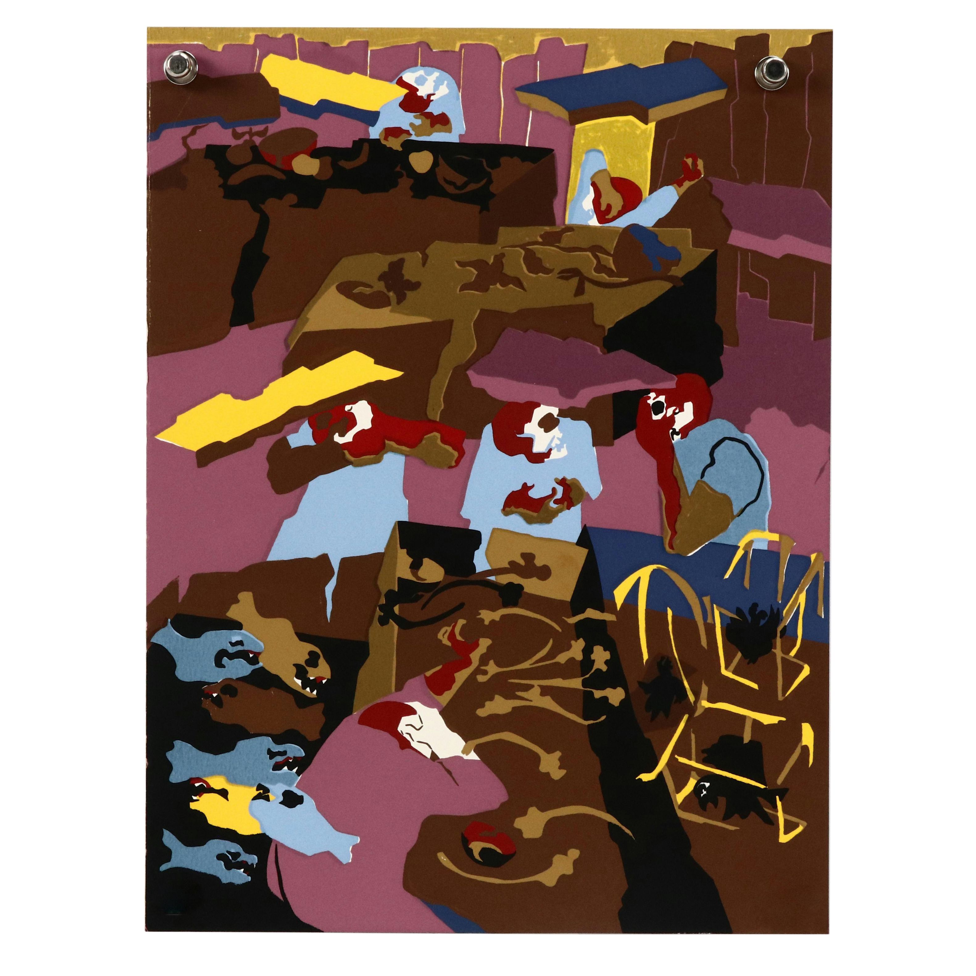 Jacob Lawrence Serigraph from "Hiroshima," Circa 1983