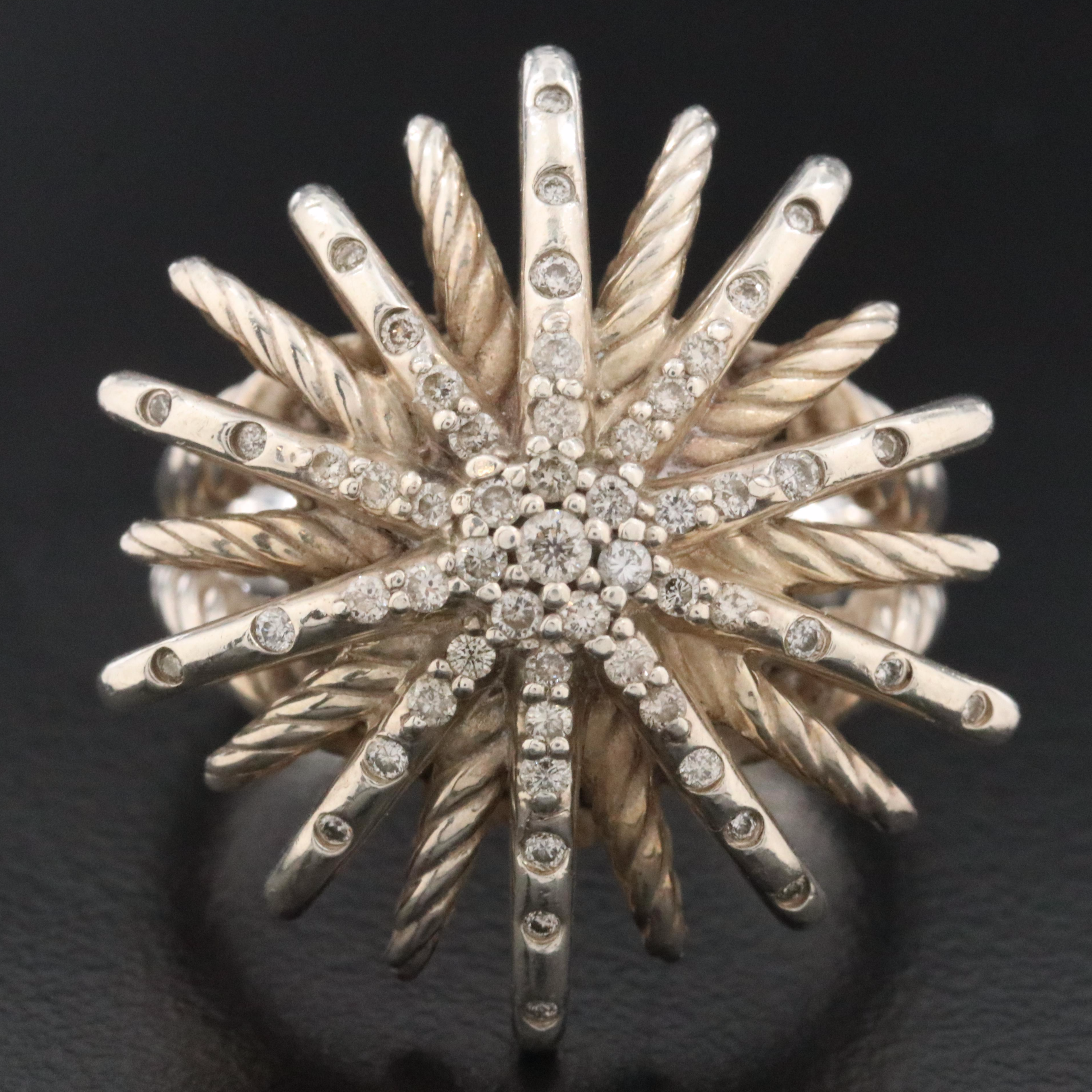 Sterling and 0.45 CTW Diamond Spoke Style Ring