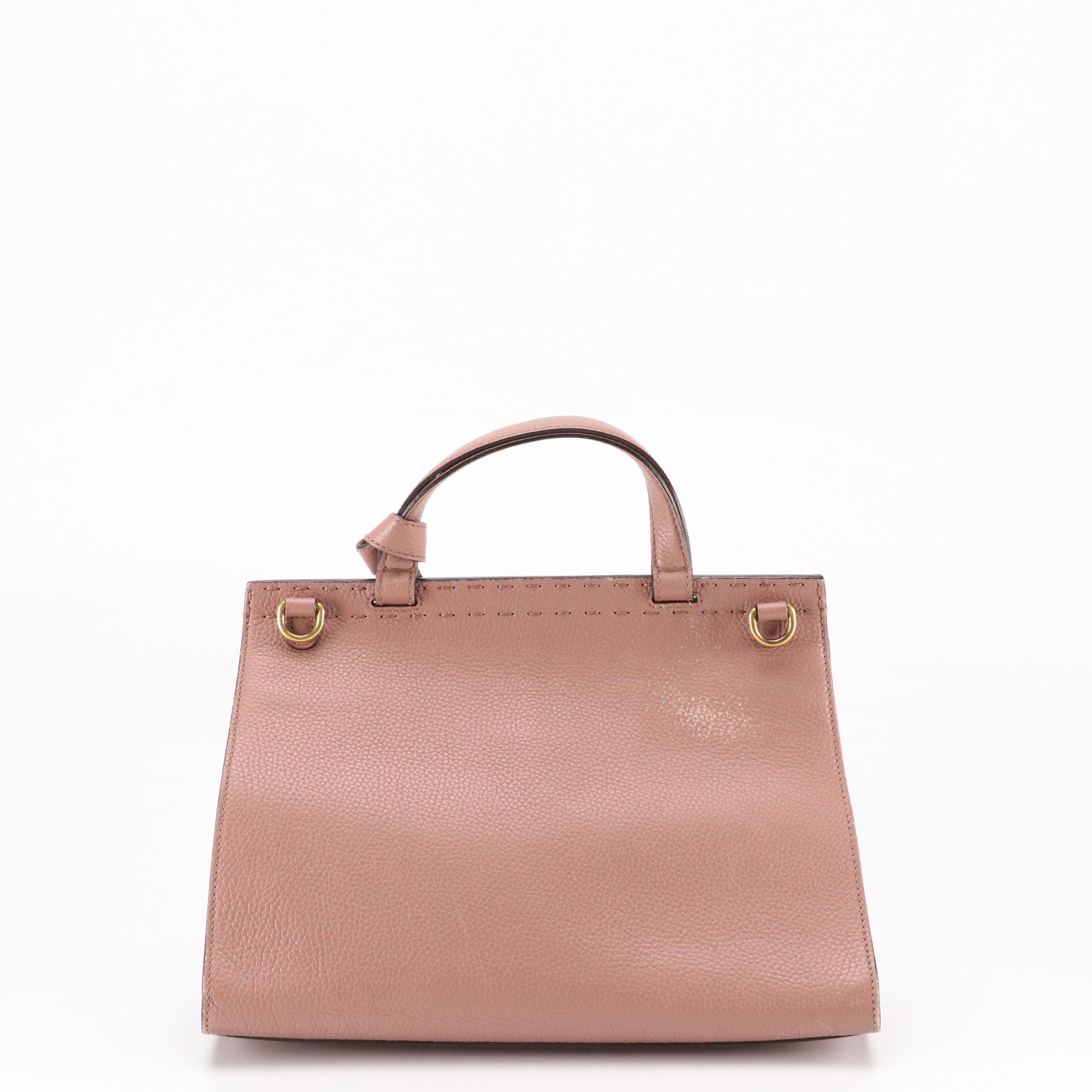 Gucci GG Marmont Top Handle Shoulder Bag in Blush Mauve Grained Leather