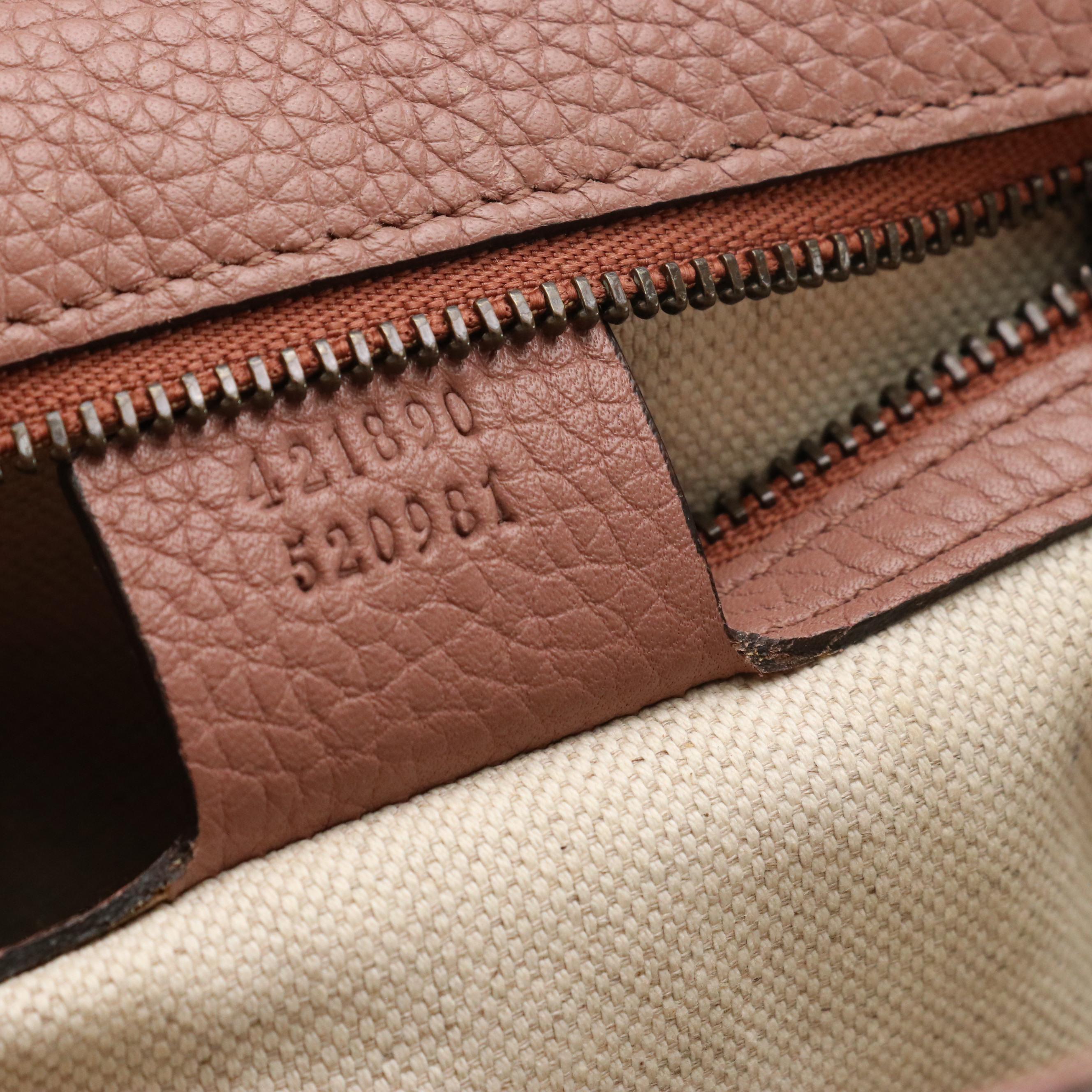 Gucci GG Marmont Top Handle Shoulder Bag in Blush Mauve Grained Leather