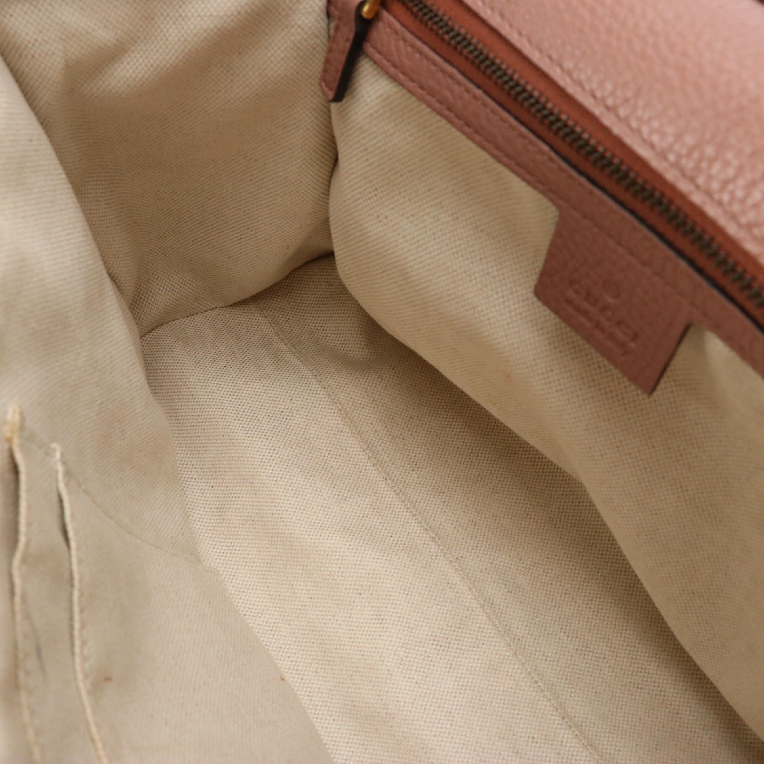 Gucci GG Marmont Top Handle Shoulder Bag in Blush Mauve Grained Leather